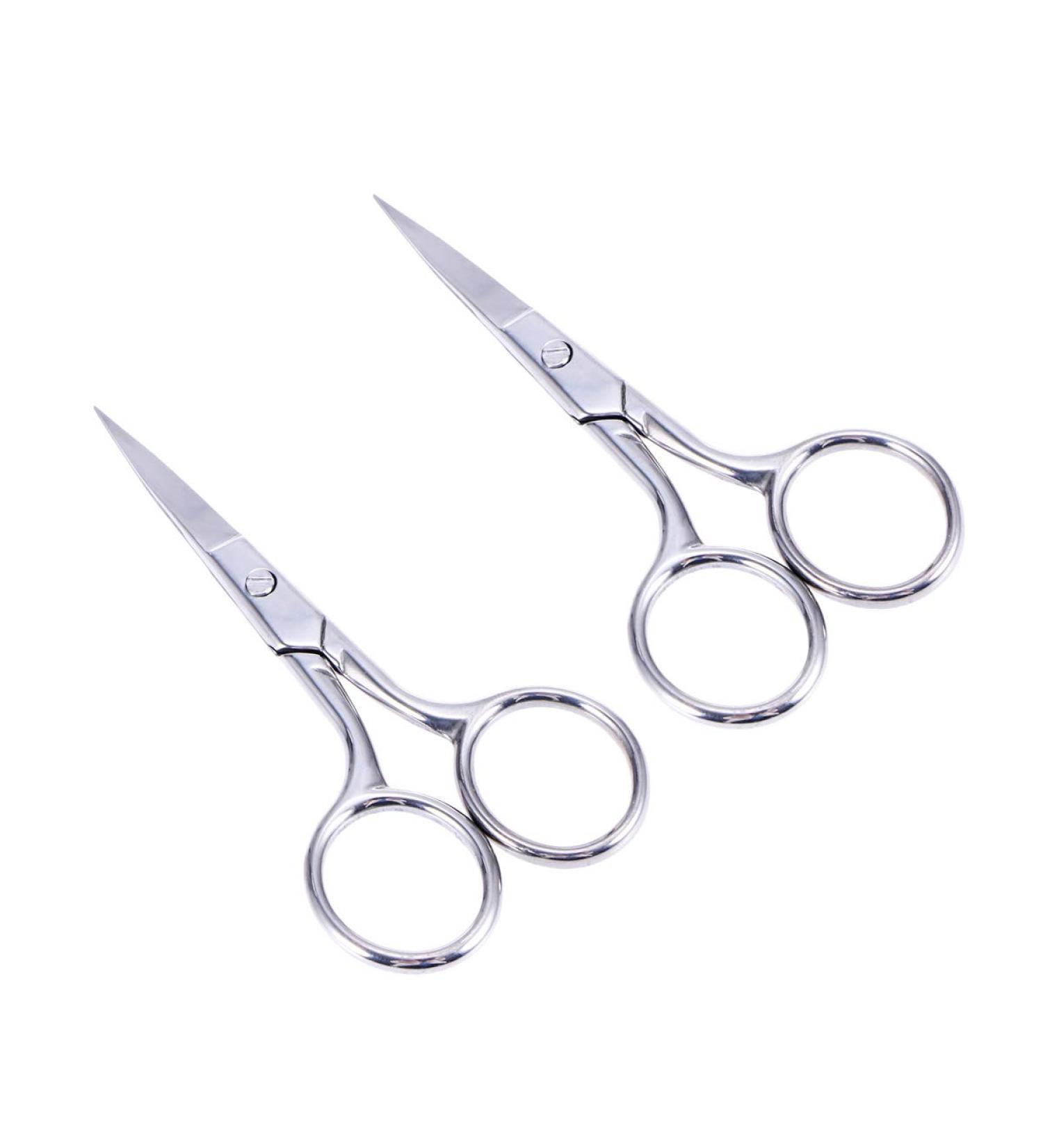 Heallily 2pcs Eyebrow Scissors Stainless Steel Facial Hair Trimmer Scissors with Sharp Edge Blades for Men Women Eyelashes Moustache Nose Hair Beard Silver  - Buy Online on GoSupps.com