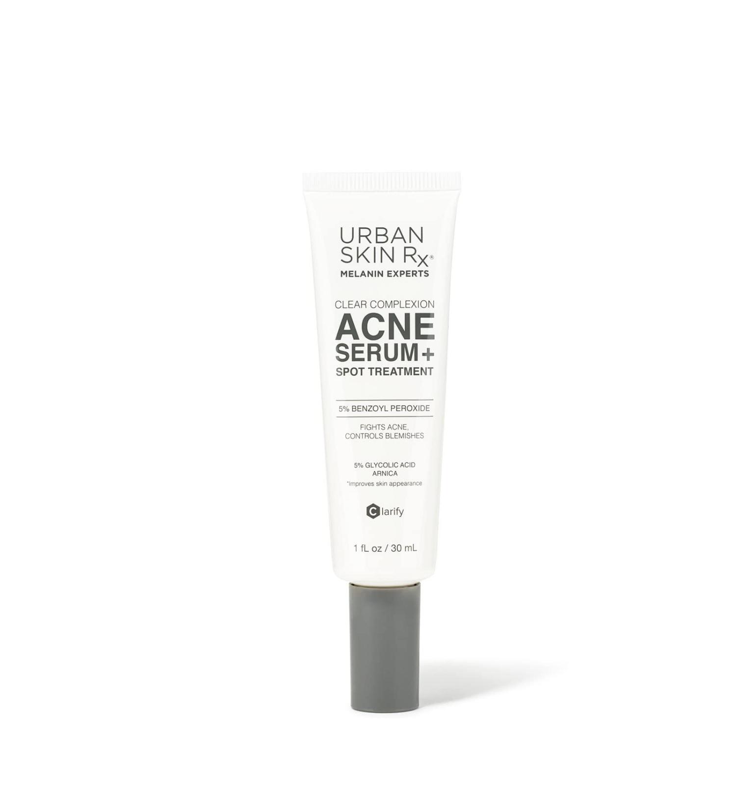 Urban Skin Rx Clear Complexion Acne Serum + Spot Treatment | 5% Benzoyl Peroxide & 5% Glycolic Acid | 1 fl oz - Buy Online on GoSupps.com