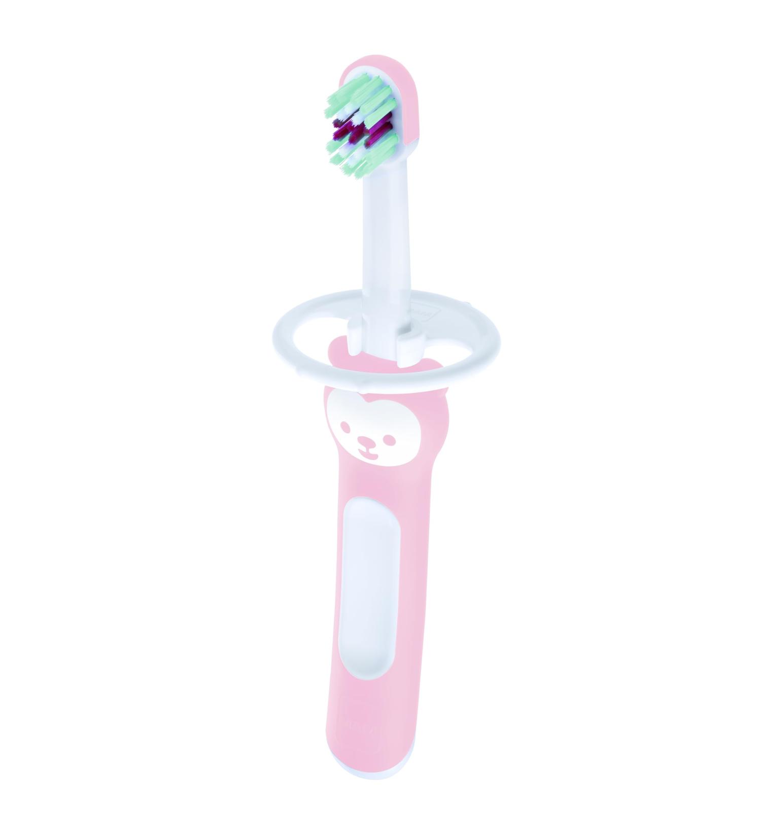 MAM Baby Brush C147 Toothbrush for 6 Months+ - Short Handle Safety Ring Pink - 1 Piece - Buy Online on GoSupps.com