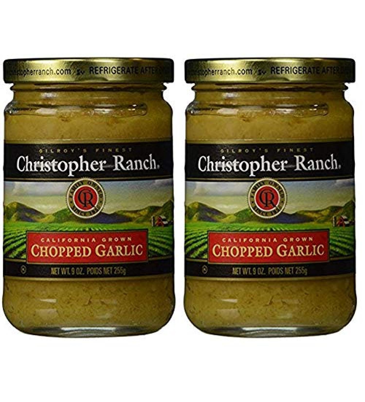 Christopher Ranch CHOPPED GARLIC in Olive Oil  Famous Award Winning Heriloom Garlic - 9 Oz (Pack of 2)