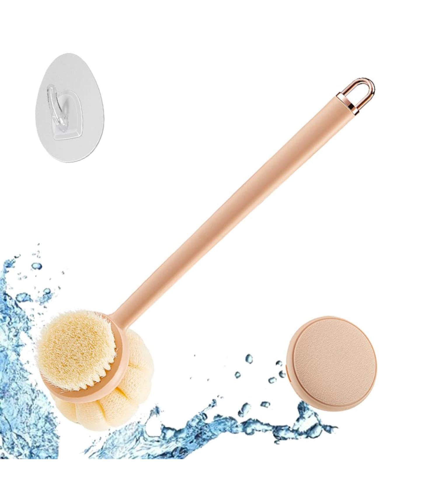 3 in 1 Bath Brush for Women - Long Handle Back Scrubber with Interchangeable Heads - Exfoliating Body Scratcher with Soft Stiff Bristles - Shower and Bath Accessory - Buy Online on GoSupps.com