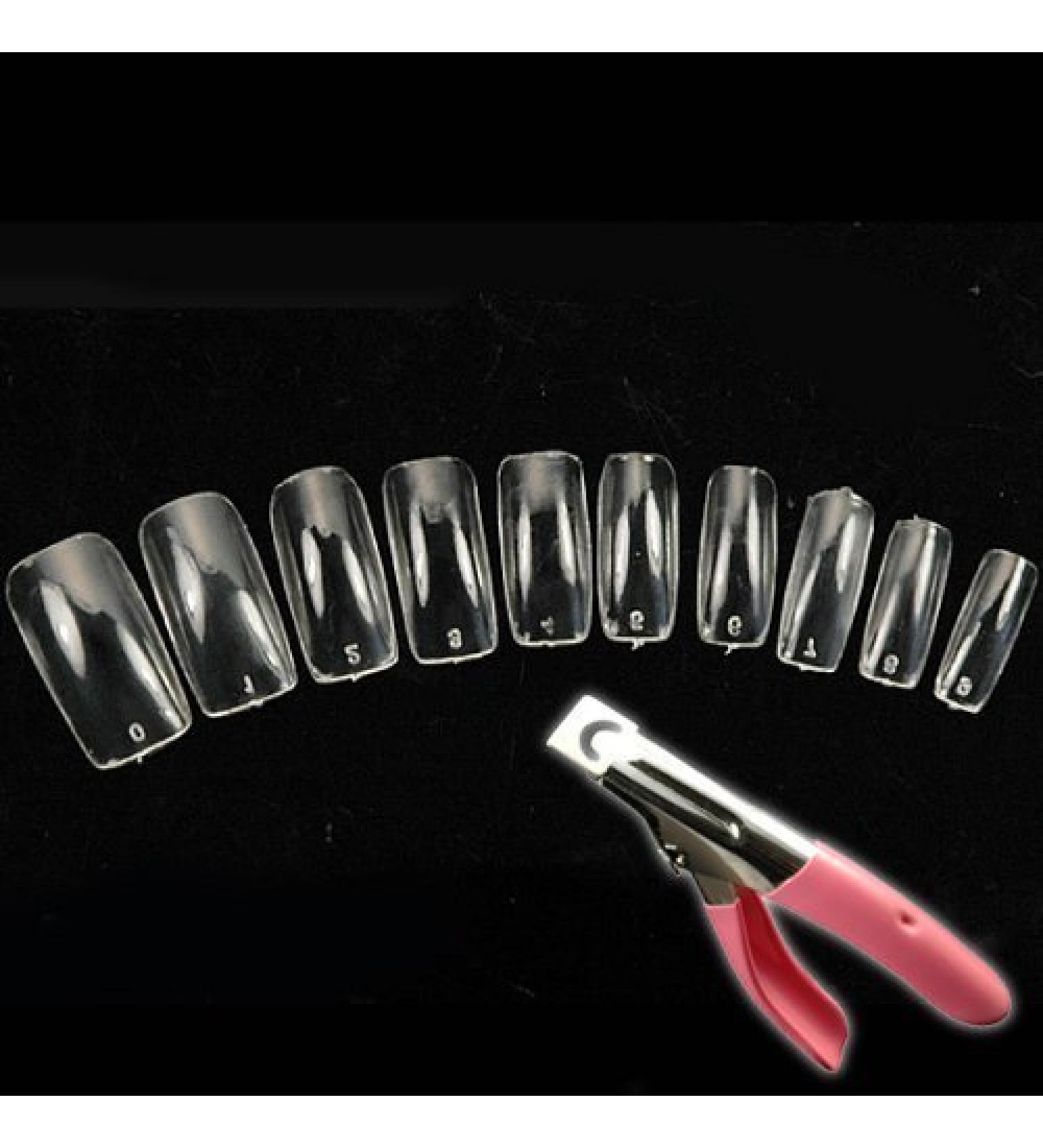 500 Transparent French False Acrylic Nail Tips & Pink Nail Clipper - Premium Nail Art Supplies for Stunning Manicures - Buy Online on GoSupps.com