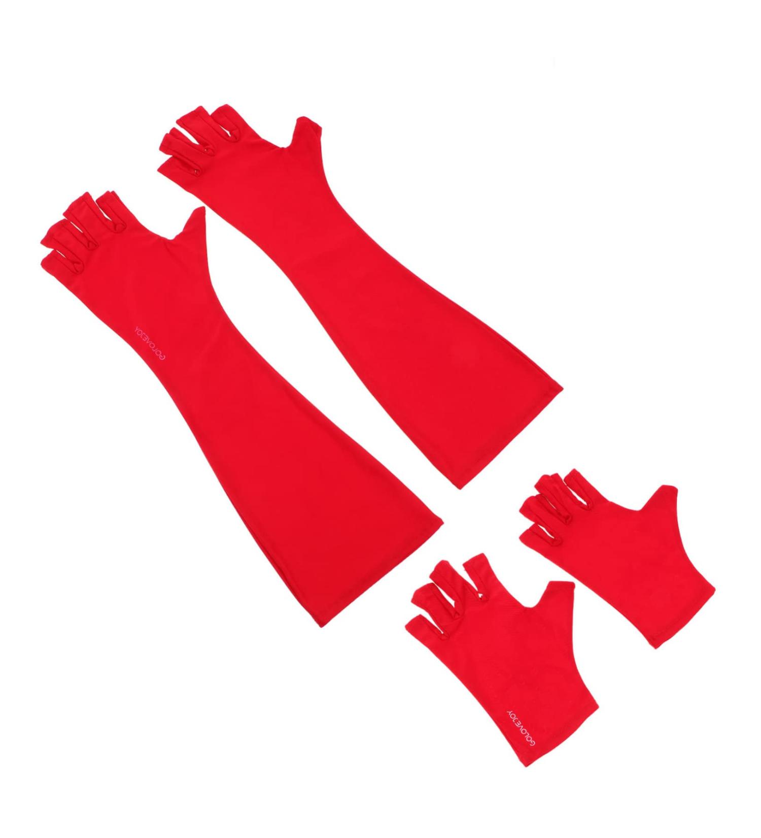 Healeved 2 Pairs Nail Gloves Anti Sun Glove Nail Art Hand Protector Sun Gloves Fingerless Glove Professional Nail Lamp Hand Protection Gloves Shield Glove Mj03 Polyester Anti-uv Dryer Red - Buy Online on GoSupps.com