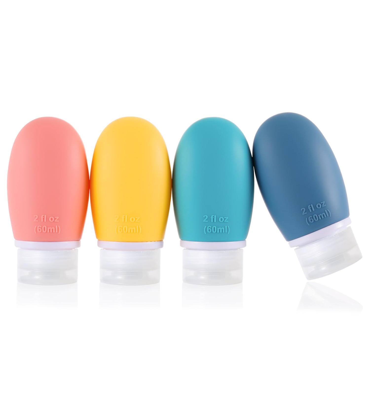 Silicone Travel Bottles 4 Pack 60ml Leak Proof Squeeze Refillable Portable Empty Travel Size Bottles Accessories Containers for Toiletries Shampoo Conditioner Lotion BPA Free and TSA Approved 60ml Yellow - Buy Online on GoSupps.com