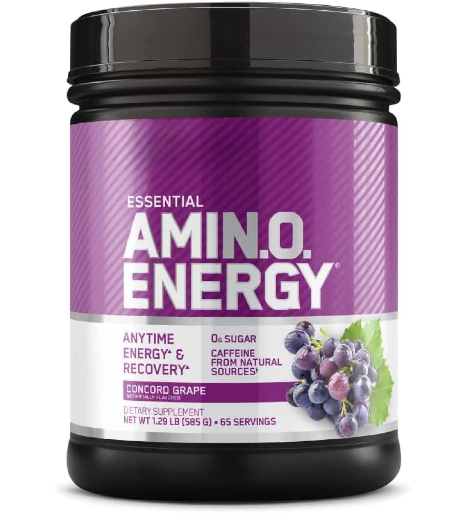 ON Essential Amino Energy | Amino Acid & Energy Formula | 5 Grams of Amino Acids 100 mg of Naturally Sourced Caffeine 5 Calories Sugar Free | 65 Servings (Grape) Grape 65 Servings (Pack of 1) - Buy Online on GoSupps.com