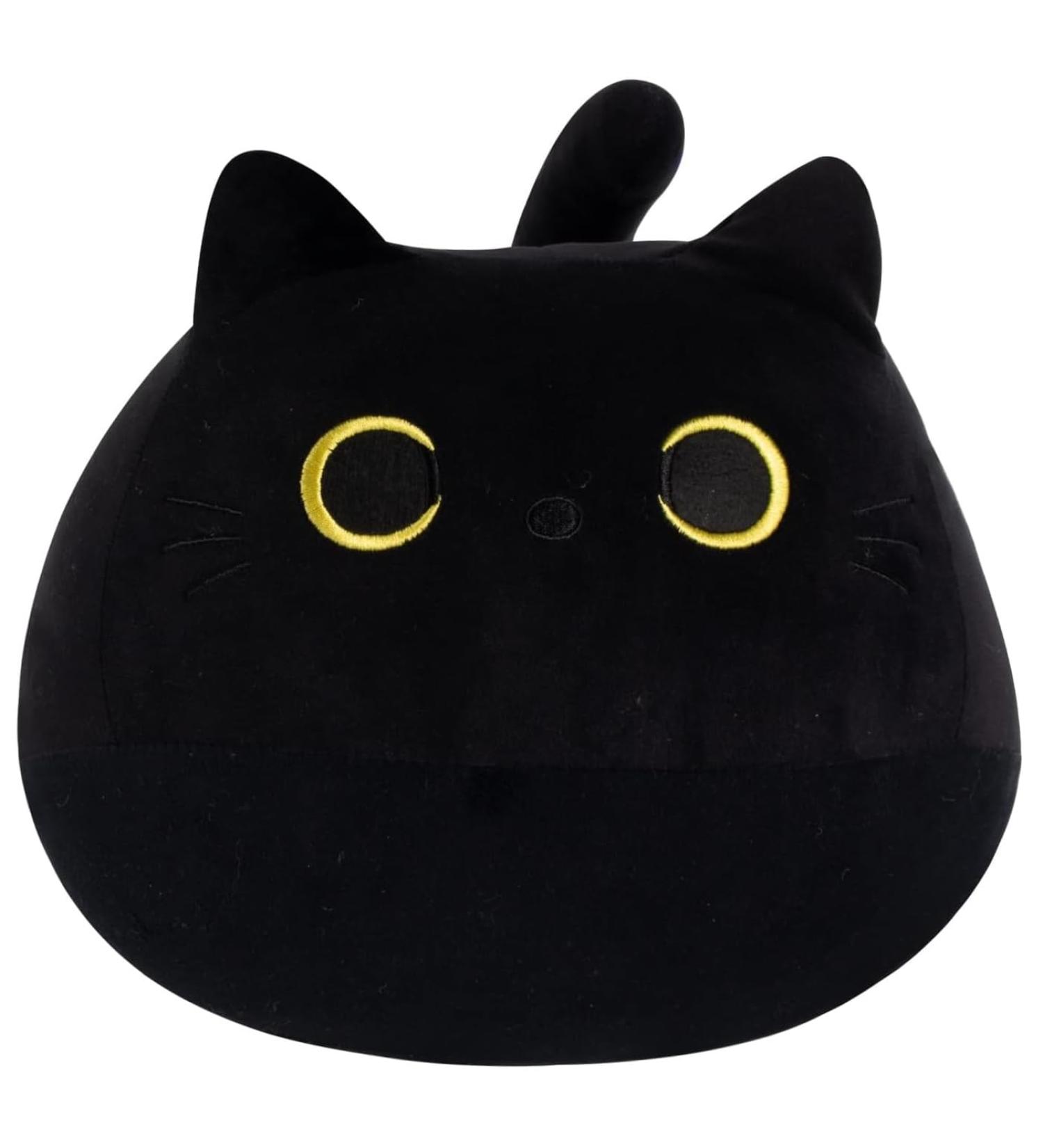 KOMUNJ Black Cat Plush 30cm - Soft Stuffed Animal Toy for Kids & Adults | Cute Cat Pillow Gift for Valentines & Birthday - Buy Online on GoSupps.com