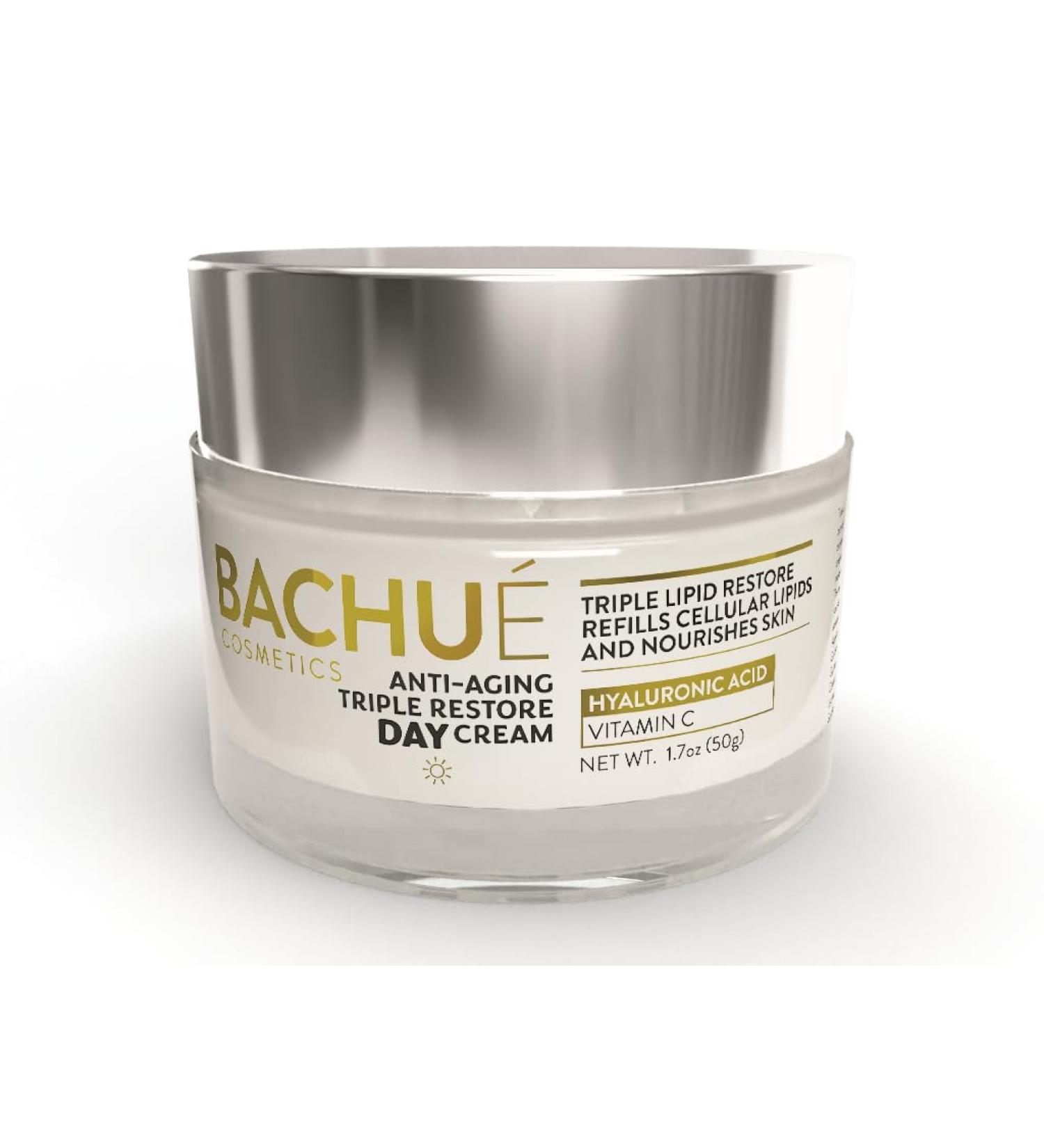 BACHU ANTI-AGING TRIPLE RESTORE DAY CREAM Triple Age Repair Anti-Aging Daily Facial Moisturizer Vitamin E & Vitamin C Glycerin & Shea Butter Moringa Oil Hyaluronic Acid Astaxanthin Oil 1.7 FlOz