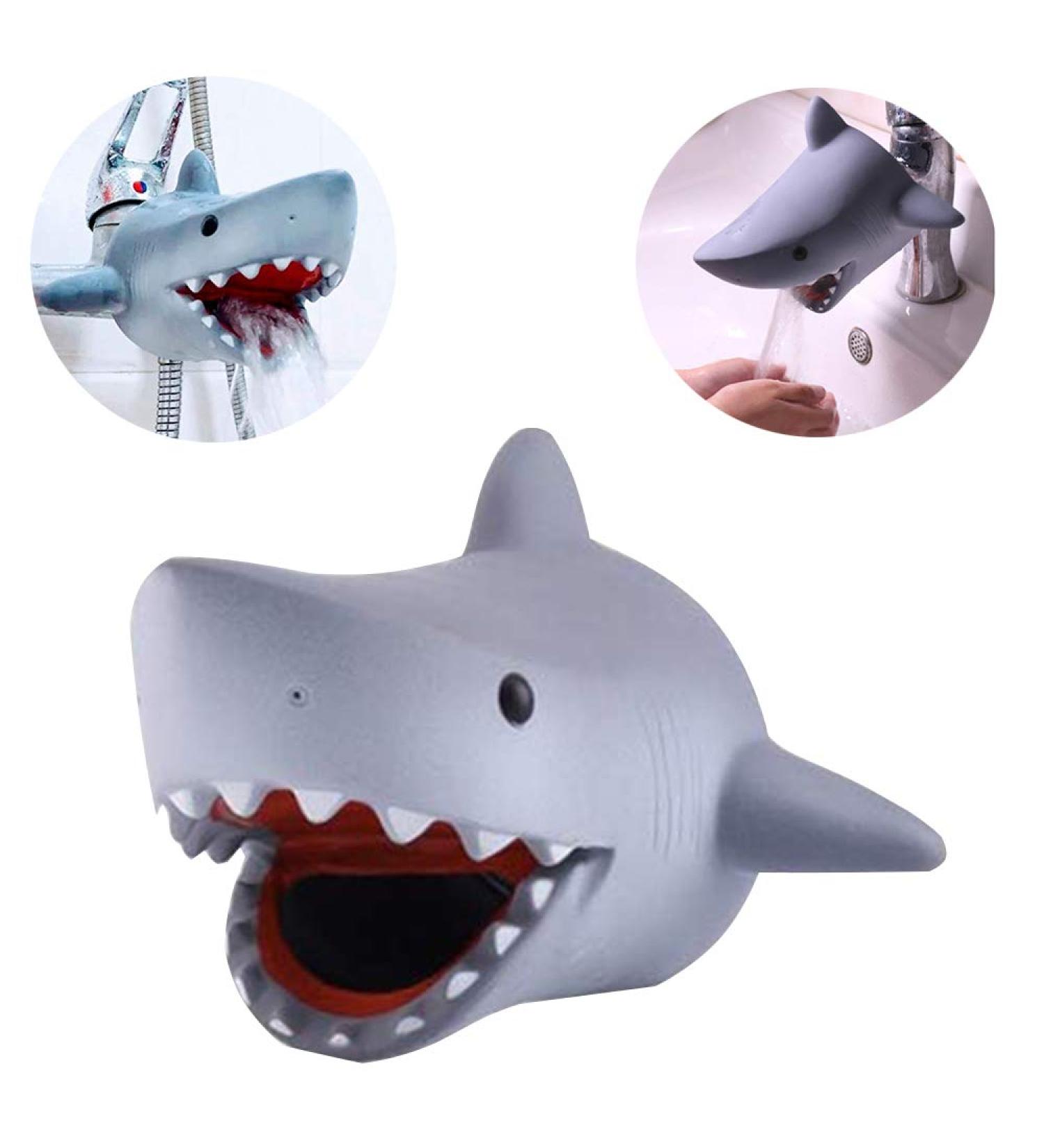 Children's Faucet Extender & Bath Spout Cover - Grey Shark Design for Hand Washing Safety - Kids Toddler Bathroom & Kitchen Accessory - Buy Online on GoSupps.com