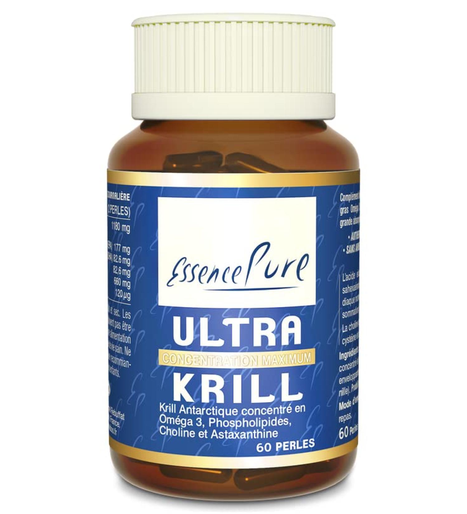 Antarctic Krill Oil Pure Essence - Omega 3 Krill with Astaxanthin Phospholipids and Choline - 60 Beads of Api-Nature