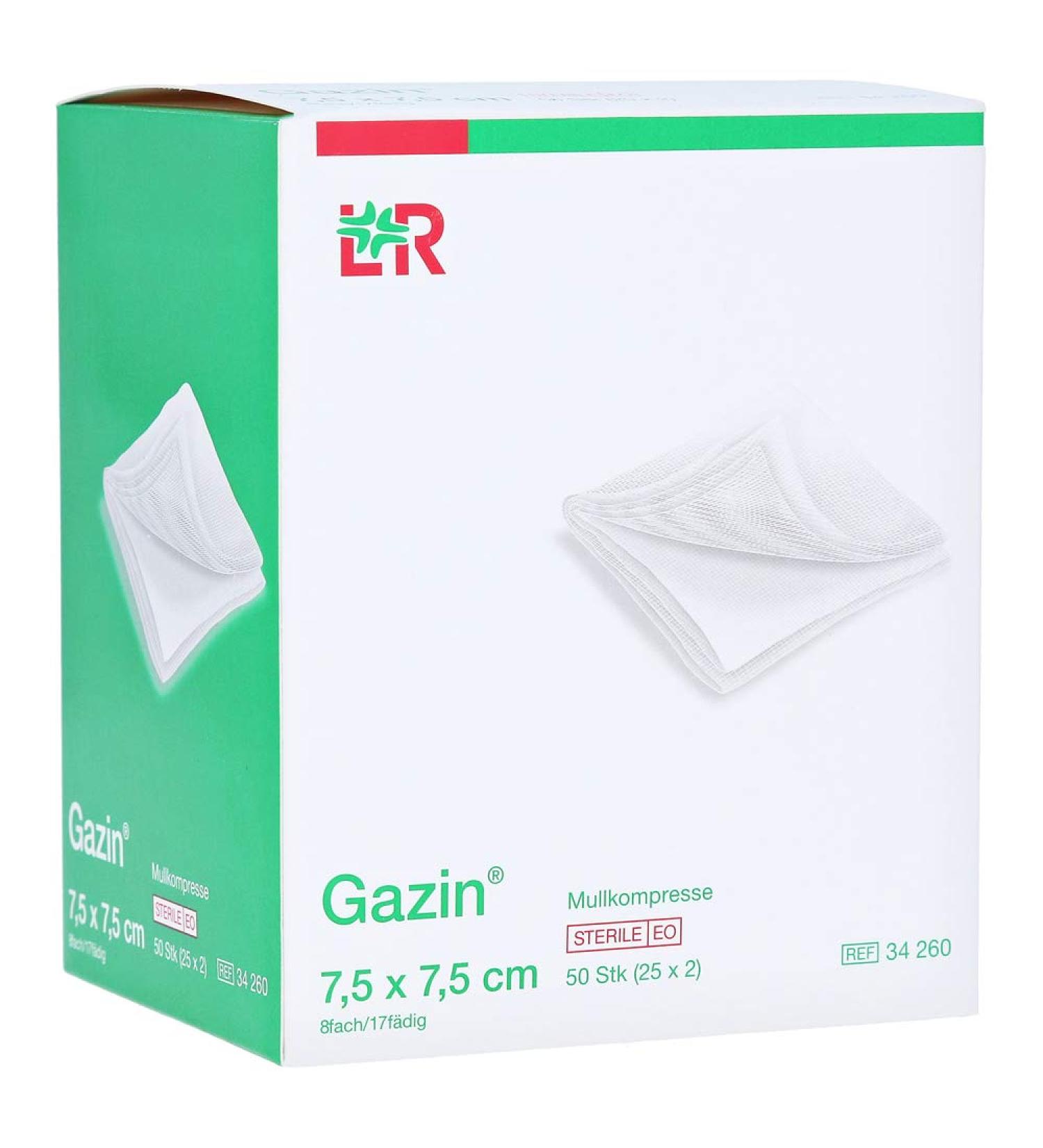 Gazin gauze comp.7.5x7.5 cm sterile 8-ply small