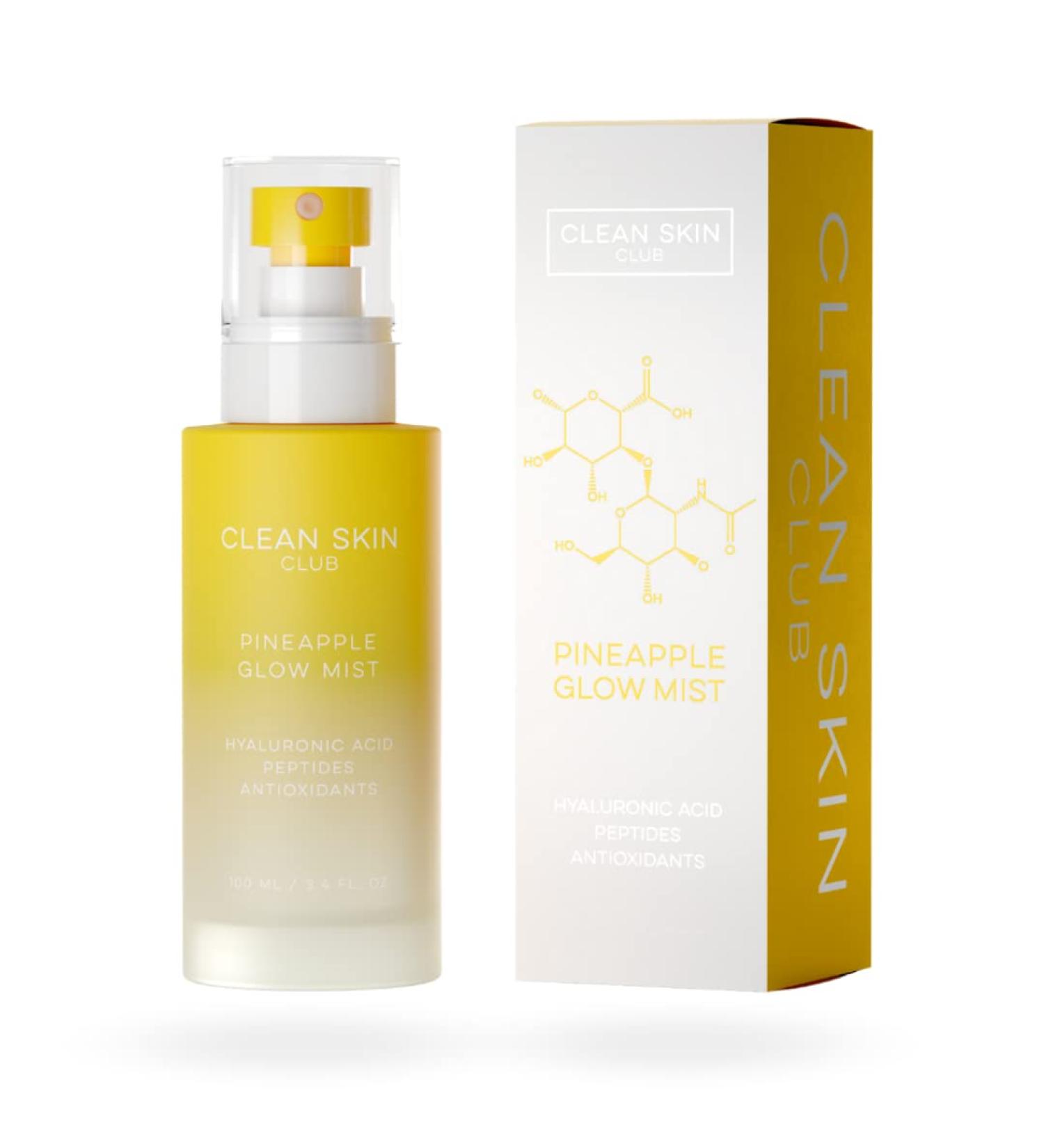 Clean Skin Club Pineapple Glow Mist with Hyaluronic Acid, Peptides, Papaya & Coconut Extracts - Hydrating Face Spray | Vegan & Cruelty Free - Buy Online on GoSupps.com