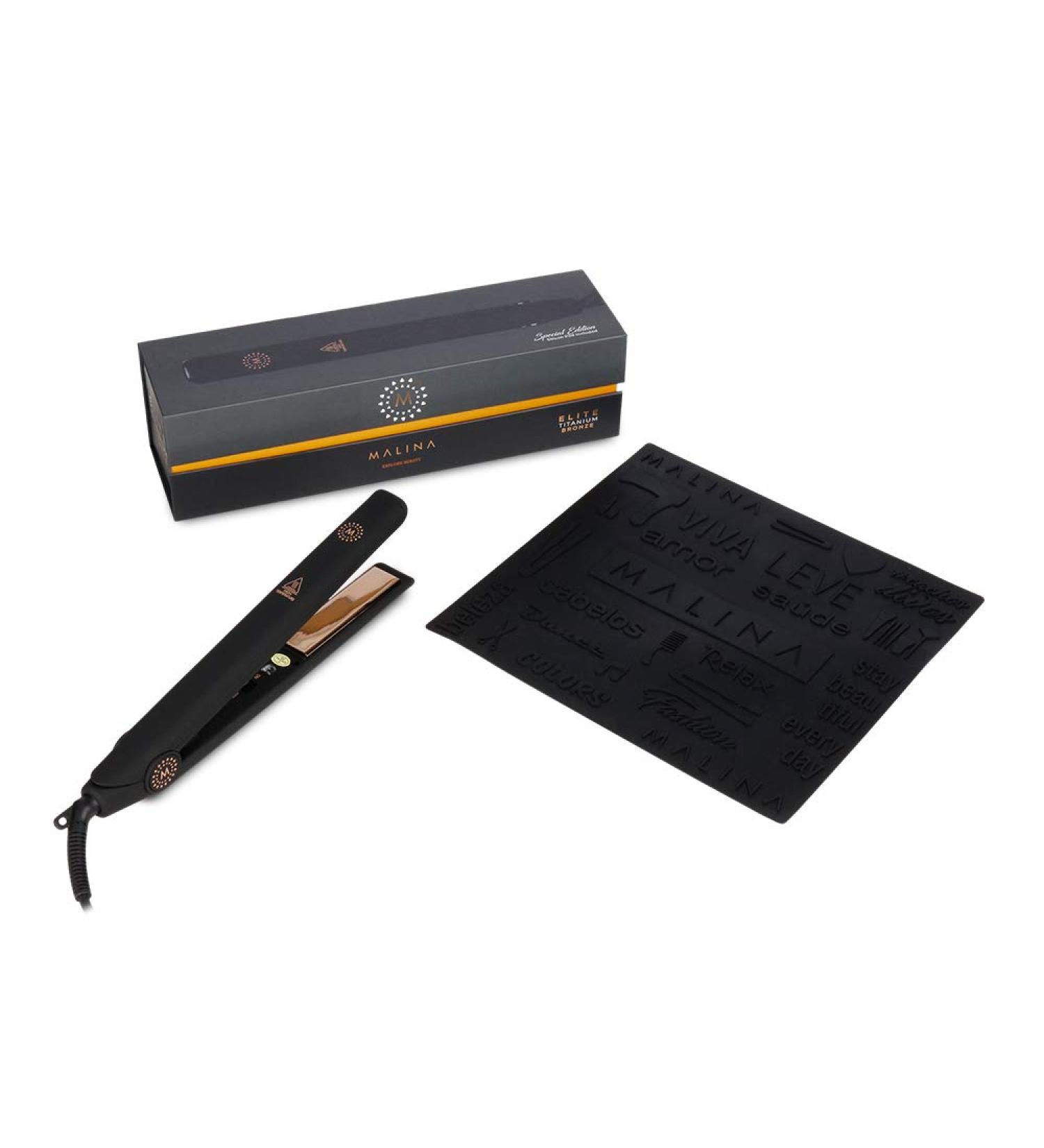 Malina Elite Titanium Bronze Hair Straightener - 100% Pure Titanium Flat Iron | Best Black Styling Tool for Smooth Sleek Hair - International Shipping Available - Buy Online on GoSupps.com
