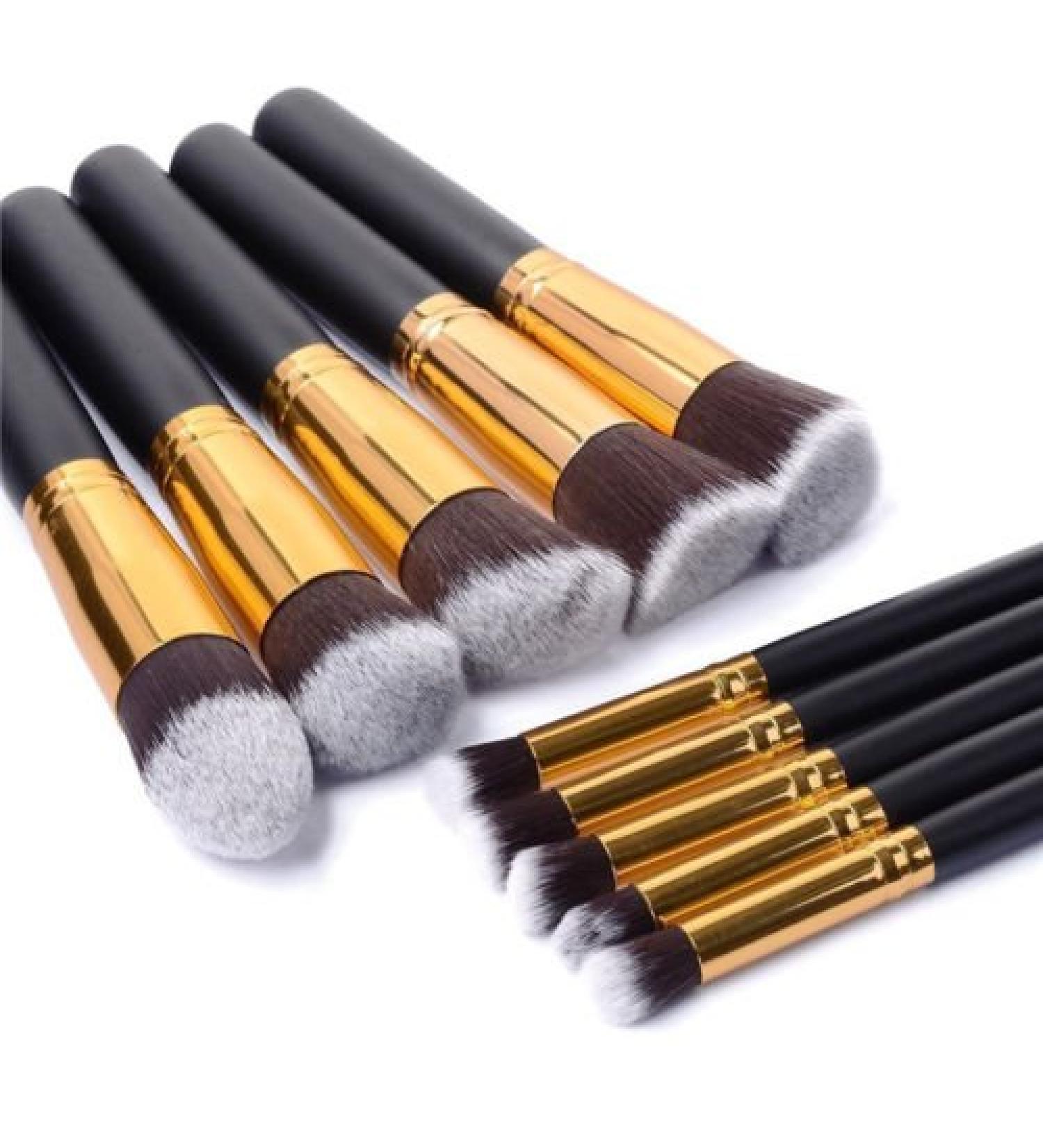 GLAMZA 10pcs Professional Makeup Brushes Set | Premium Synthetic Foundation & Concealer Brushes - Perfect for Flawless Application - Buy Online on GoSupps.com