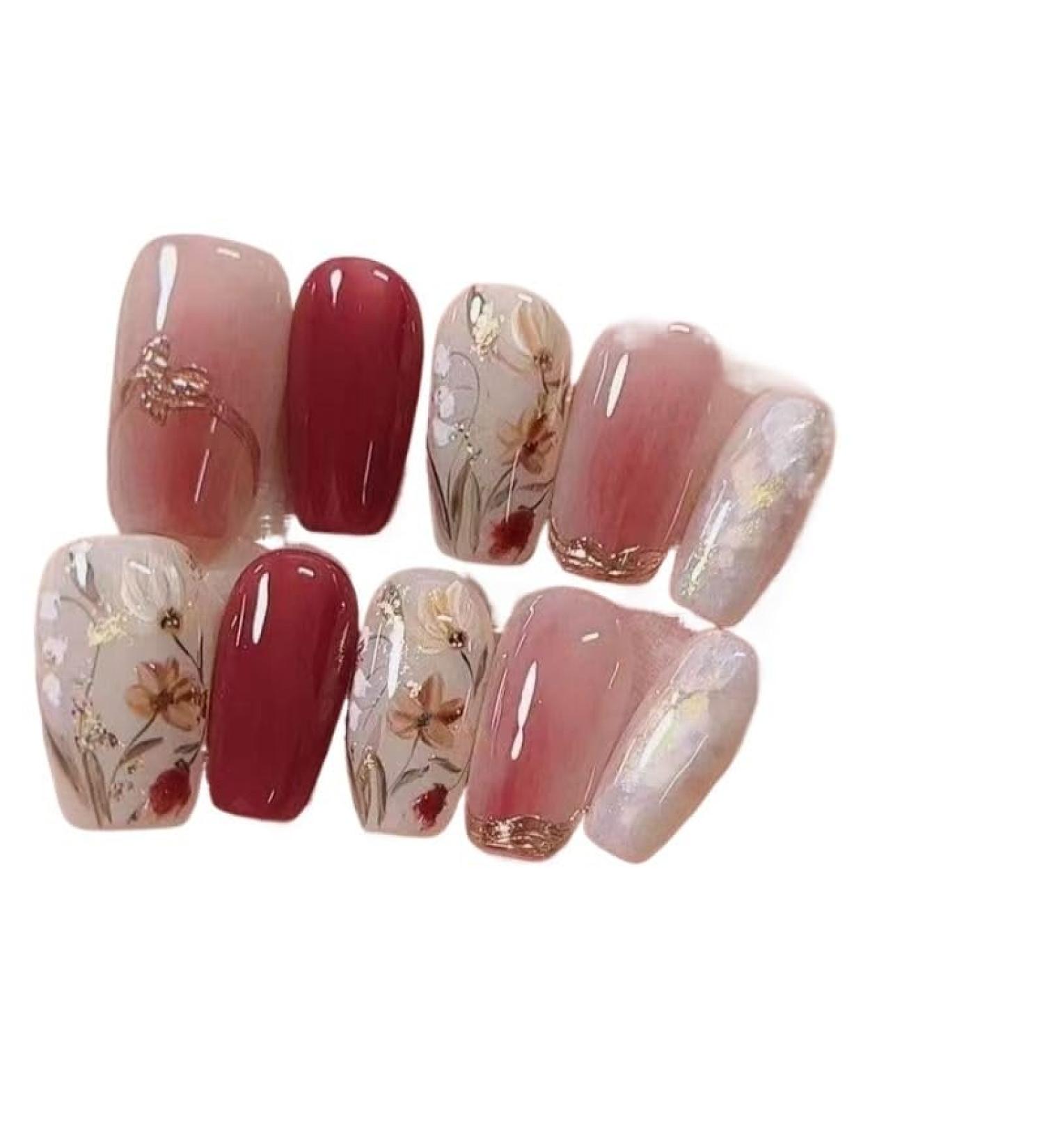 Temperament manicure pure hand-painted medium-long gradient smudge detachable finished nail patch short T-wearing armor(M) - Buy Online on GoSupps.com