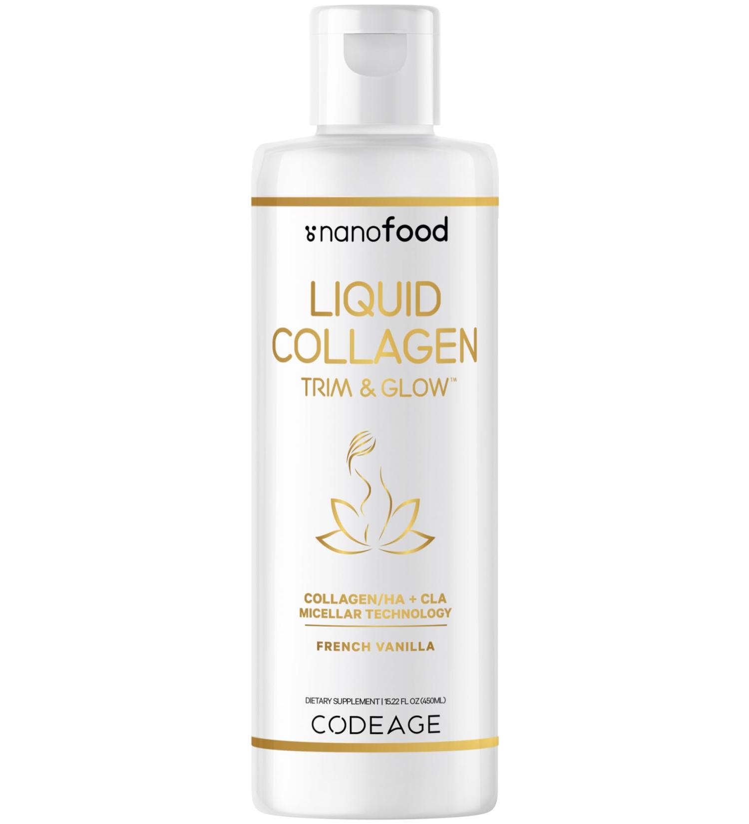 Buy Codeage Liquid Collagen Supplement - Vanilla Flavor | Beauty Trim & Glow Liposomal Collagen Peptides with Hyaluronic Acid Vitamin E & CLA - 15.22 fl oz - Non-GMO International Shipping Available - Buy Online on GoSupps.com