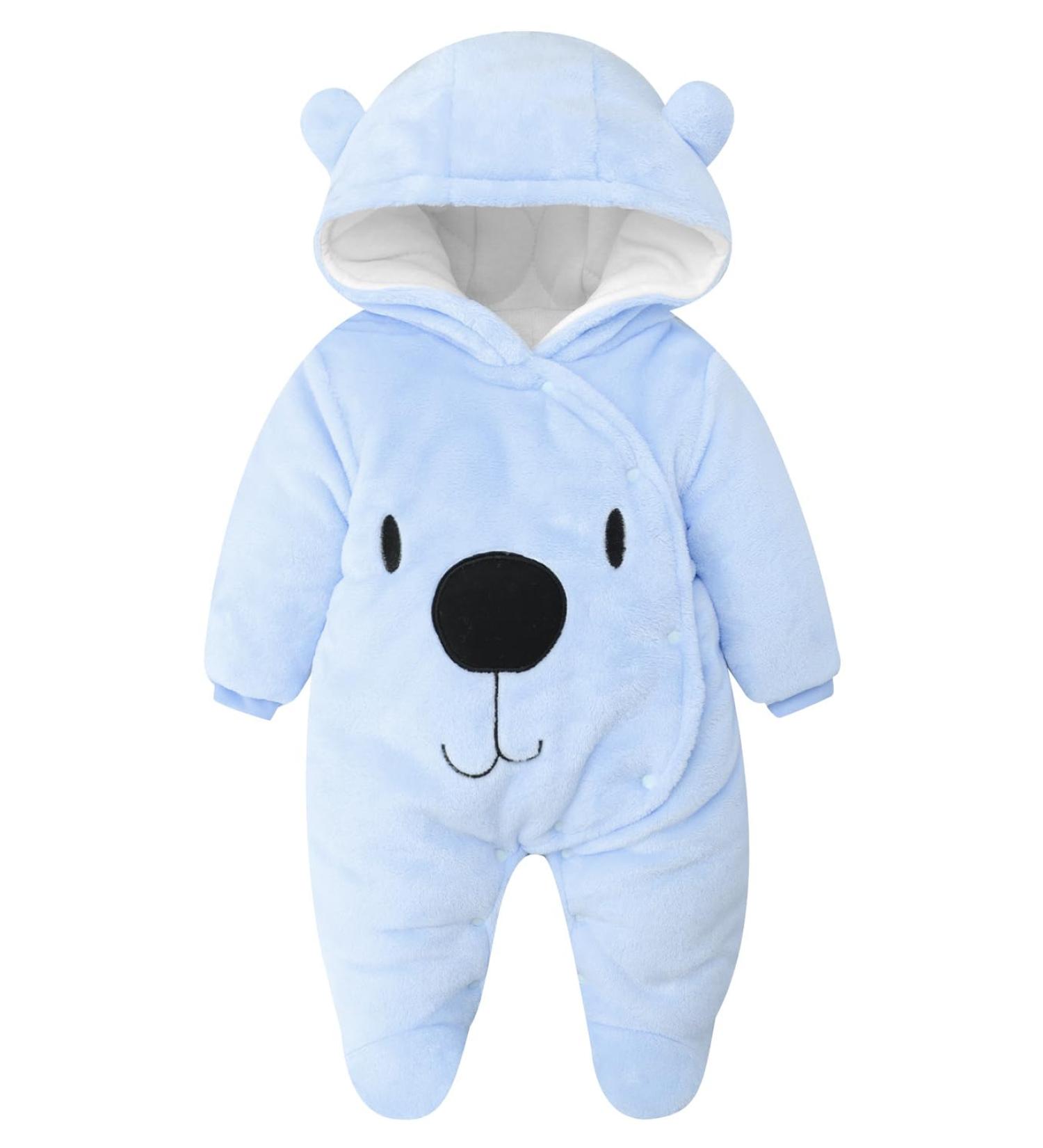 Baby Hooded Rompers Flannel Winter Outfits Snowsuits Boys Girls 9-12 Months - Buy Online on GoSupps.com