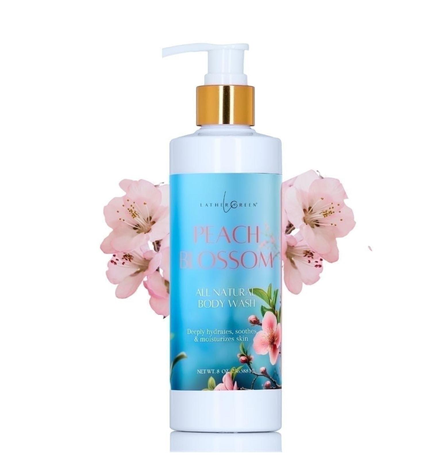 Lather Green - Natural Peach Blossom Body Wash Gentle & Hydrating Nourishing Cleanser 8 oz - Buy Online on GoSupps.com