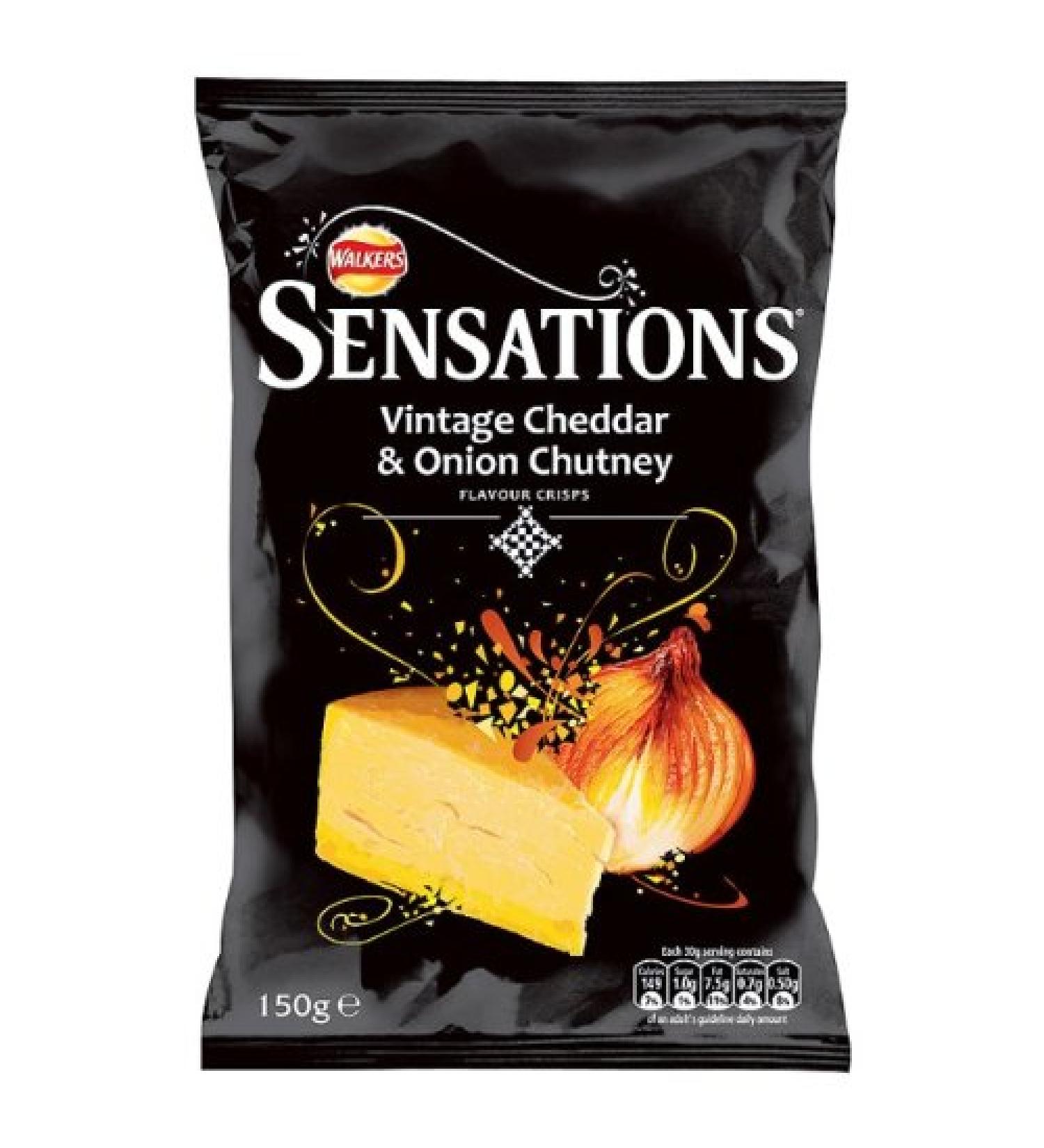 Crisps Sensations Cheddar & Red Onion Chutney Crisps 6 x 150g
