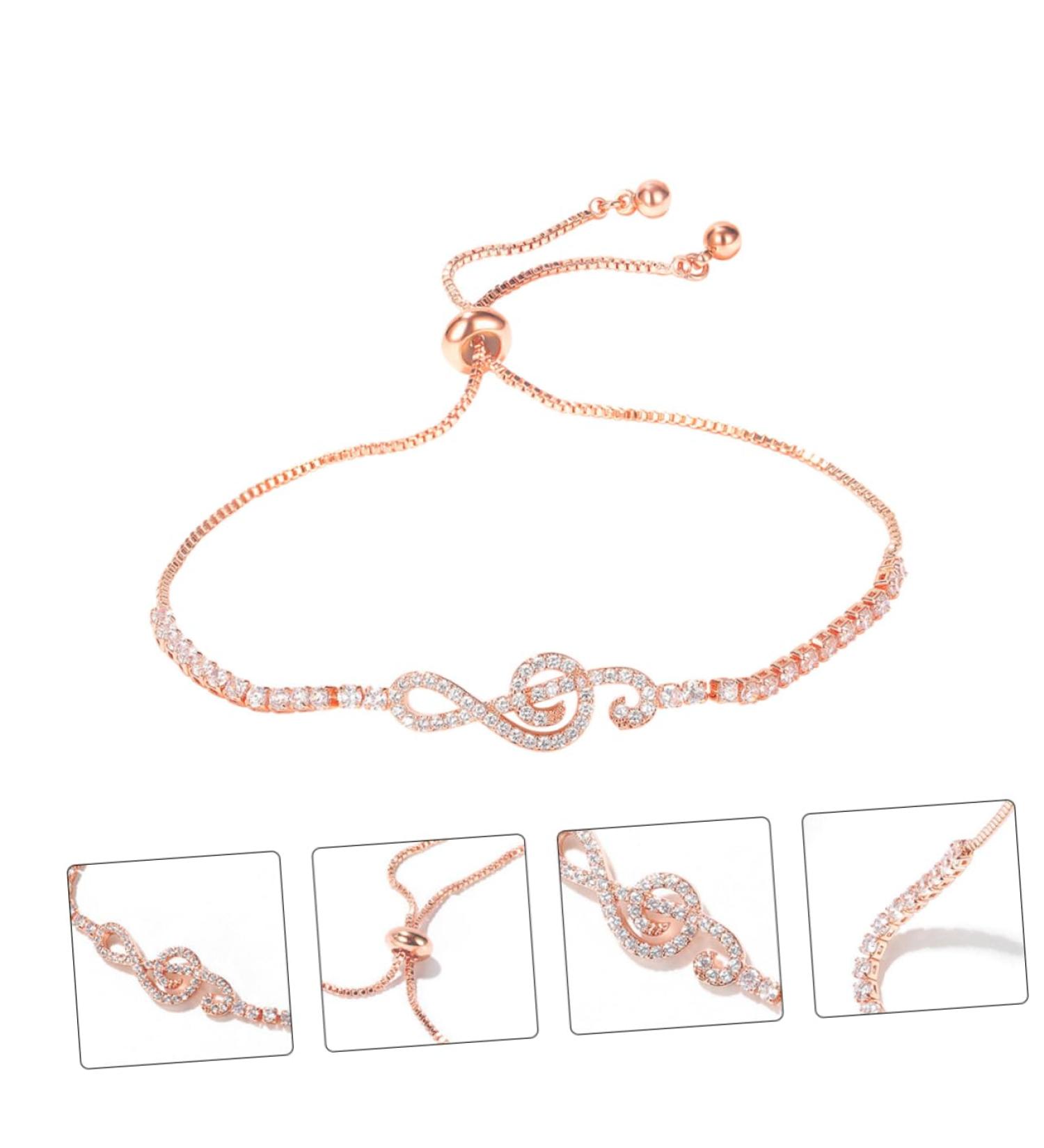 HAPINARY 1Pc delicate Notes Pattern Bracelet Women Arm Decor Zircon decorate notes fashionable and versatile Arm Decor Accessory Adjustable Bracelet Japanese and Korean wrist chain Diamond - Buy Online on GoSupps.com