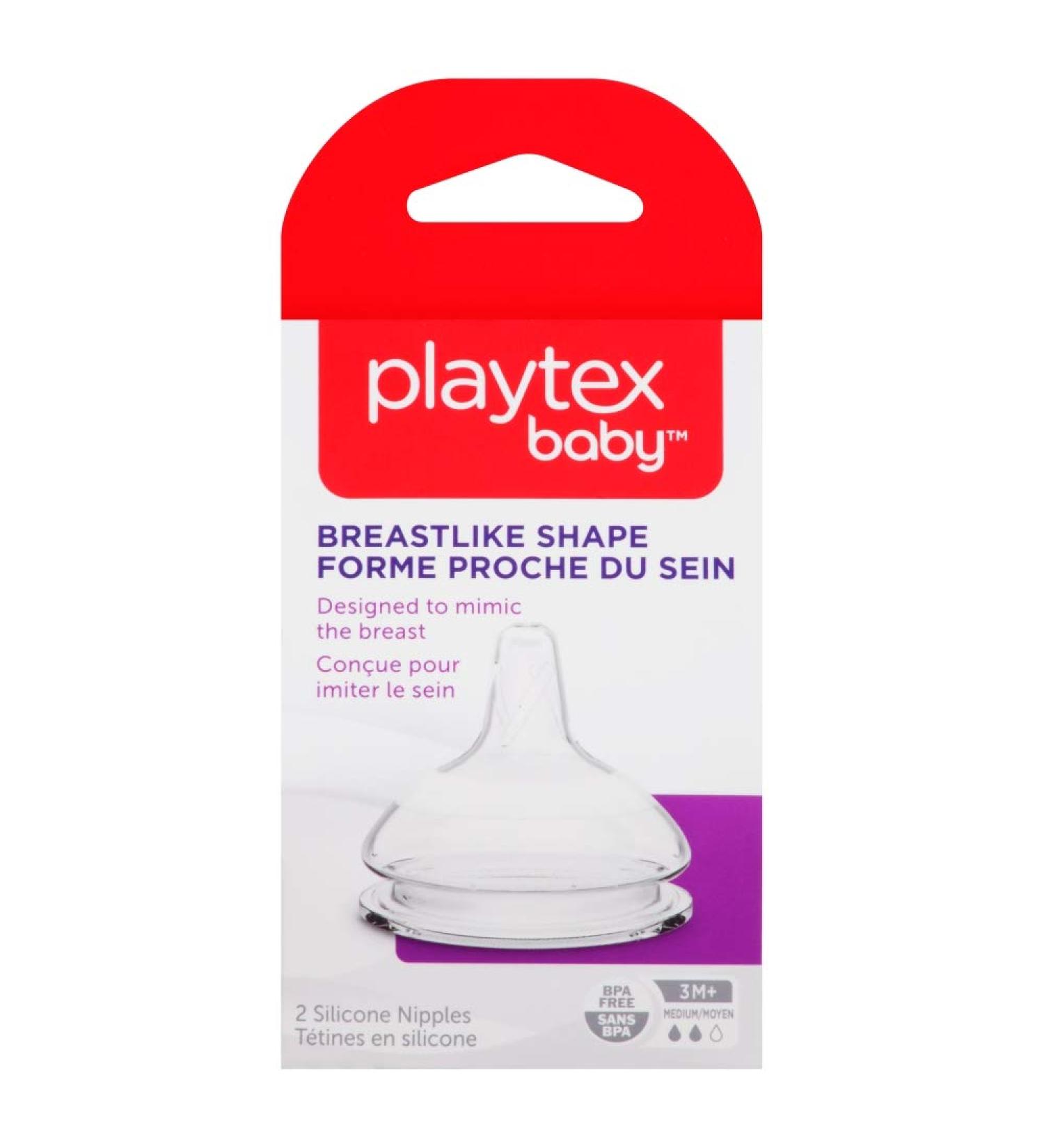 Playtex Breast-Like Nipple Medium Flow 2-Count - Natural & Comfortable Feeding Experience - Buy Online on GoSupps.com