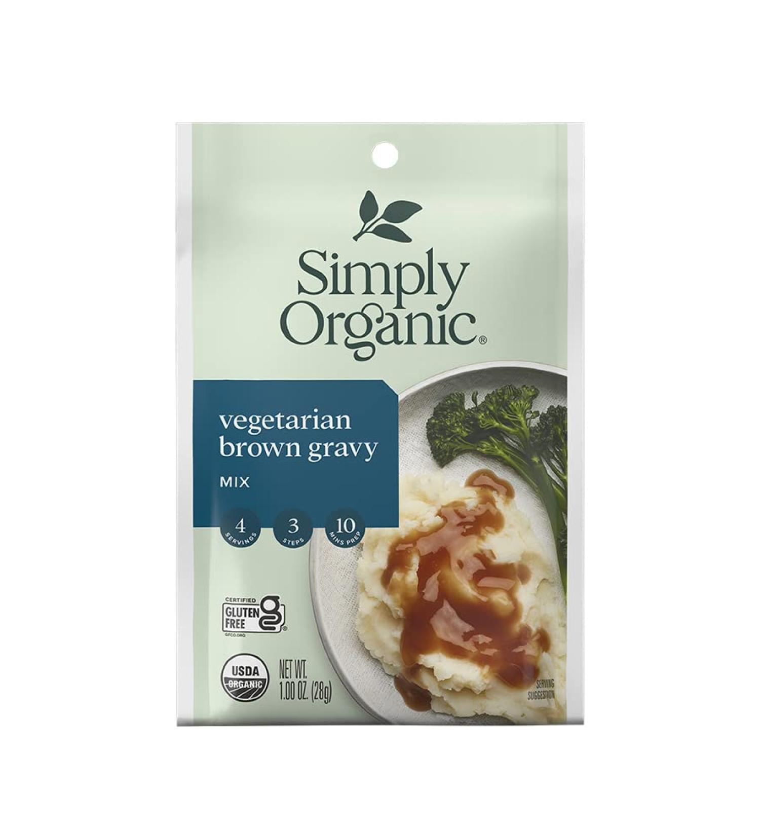 Simply Organic Vegetarian Brown Gravy Mix - Certified Organic & Gluten-Free | 1 oz (Pack of 12) - Buy Online on GoSupps.com