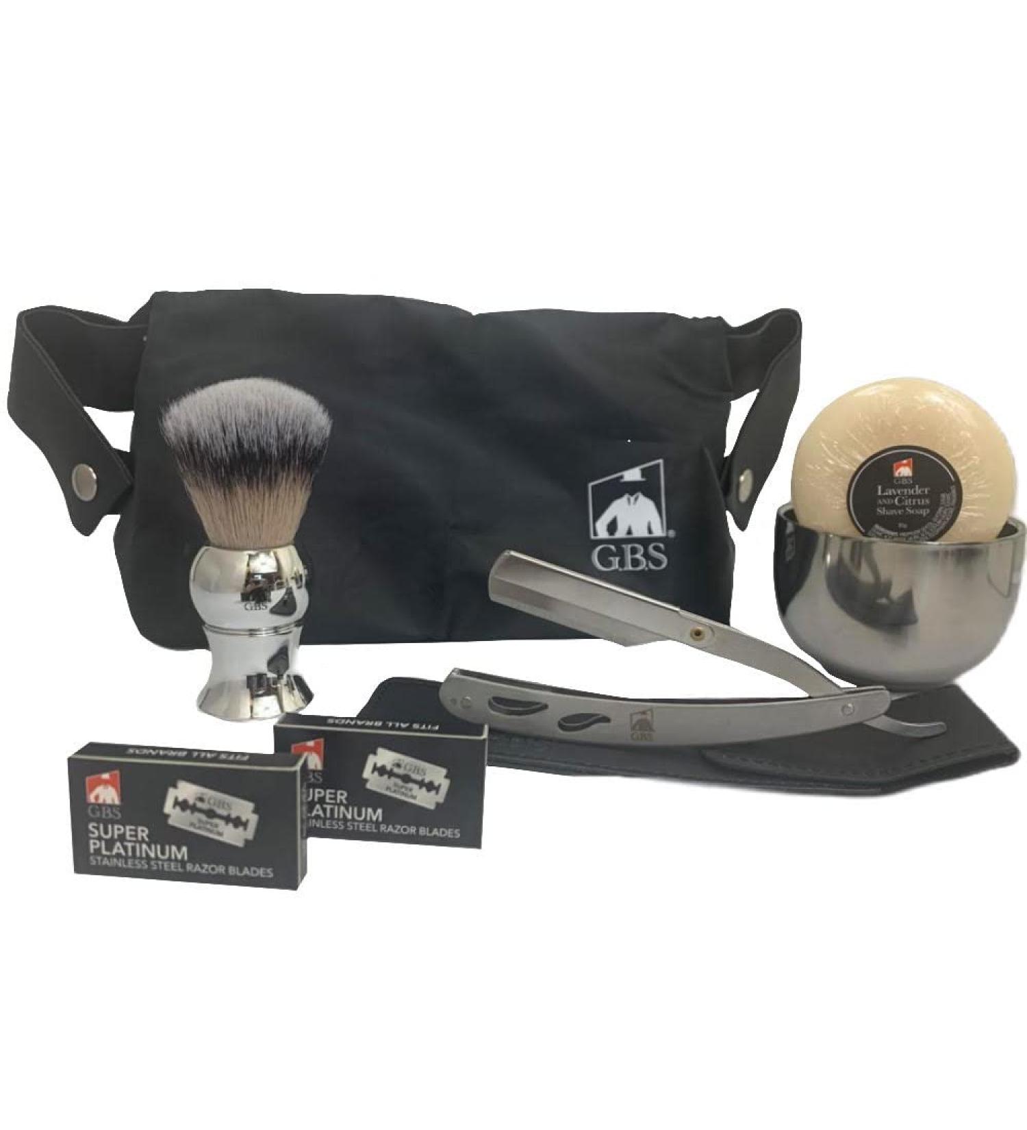 Buy G.B.S Men s Wet Shaving Kit | Interchangeable Razor & Badger Hairbrush | Travel Toiletry Bag Included - Buy Online on GoSupps.com