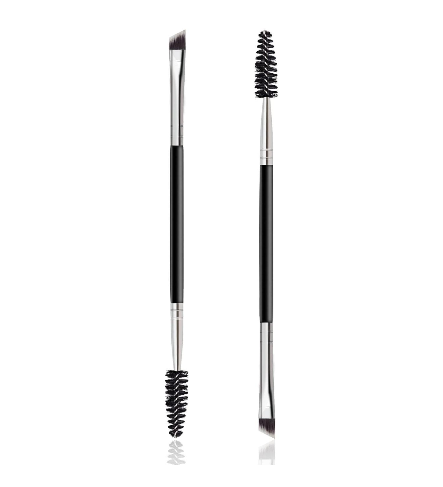 Duo Eyebrow Brush Set - Angled Eye Brow Brush with Spoolie, Professional Tool for Powder, Gel, and Wax Application - Buy Online on GoSupps.com