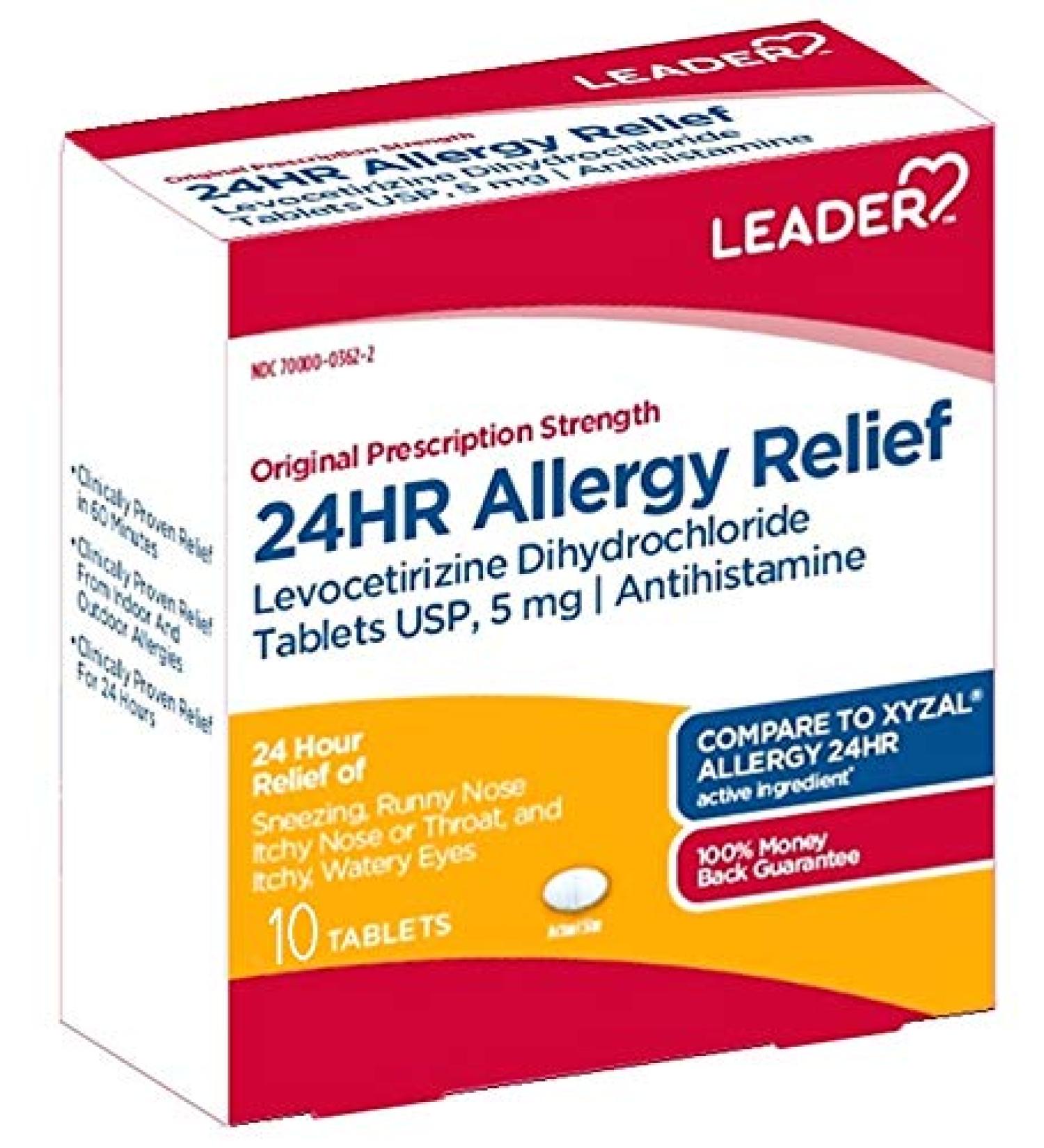 Leader 24HR Allergy Relief 5 mg 10 Tablets (Pack of 2)