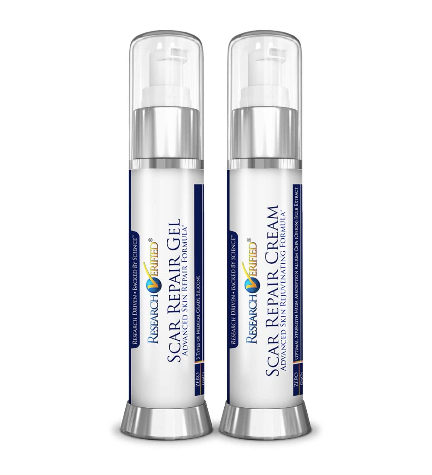 RV Scar Repair Gel - Nourish Skin Reduce Old & New Scars - All Natural Formula - 1 Gel & 1 Cream
