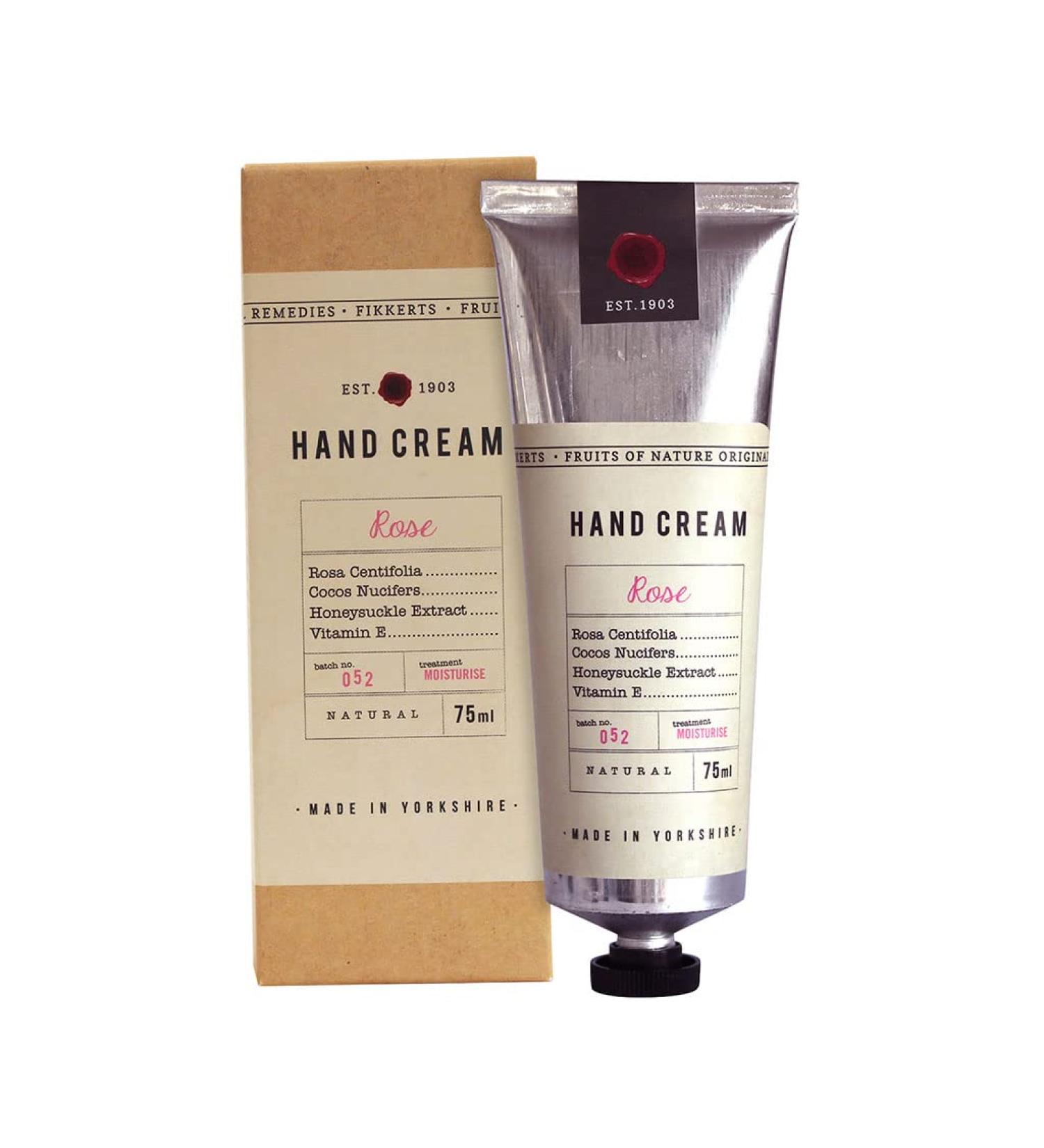Fikkerts Fruits Of Nature Rose Soothing and Hydrating Hand Cream (75ml/2.54floz) with Lively Sweet Floral Tones Vegan Plant Based