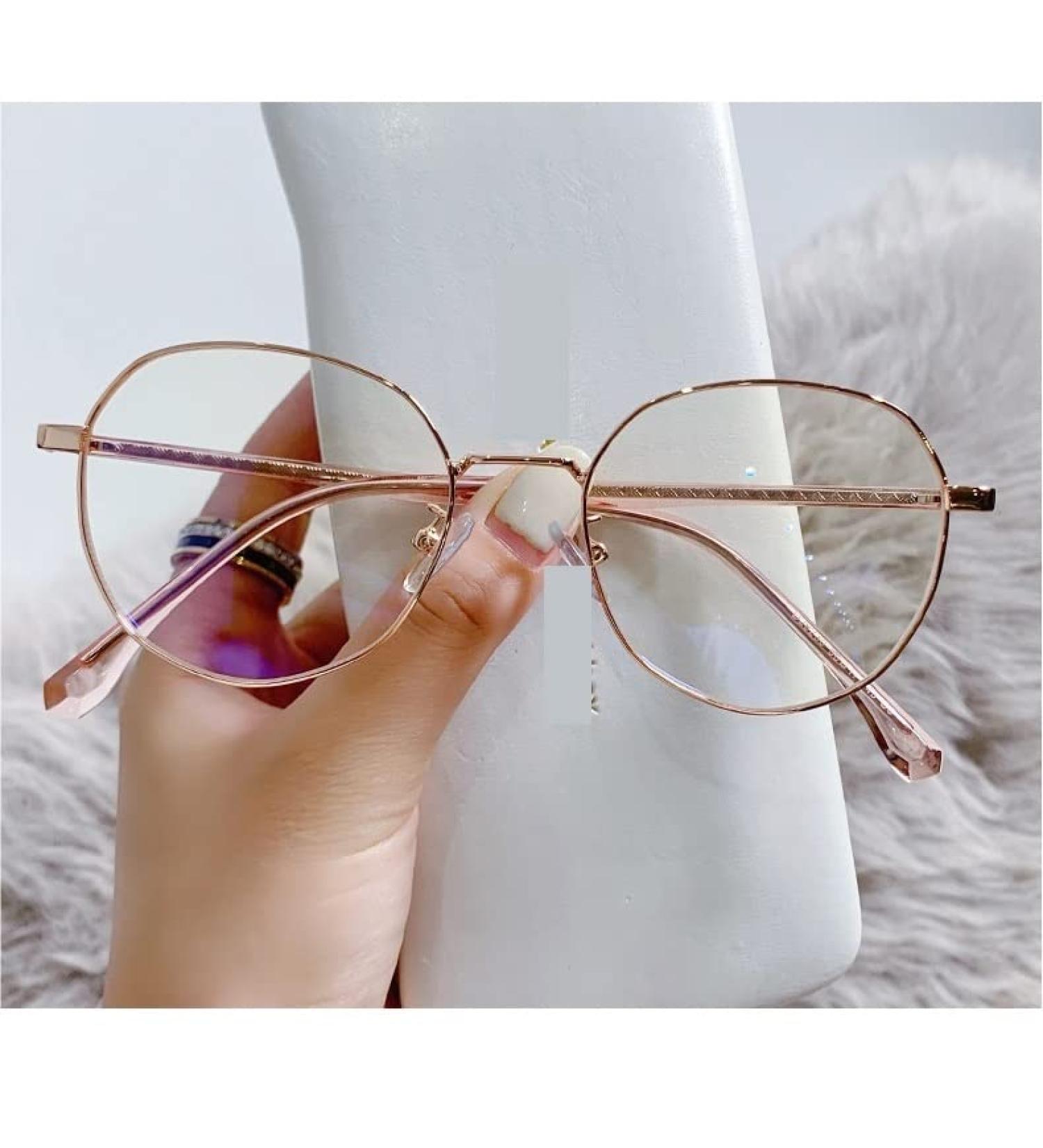 Vintage Oval Reading Glasses - PARWANA +100 Anti-UV Computer Readers for Men & Women - Rose Gold - Buy Online on GoSupps.com