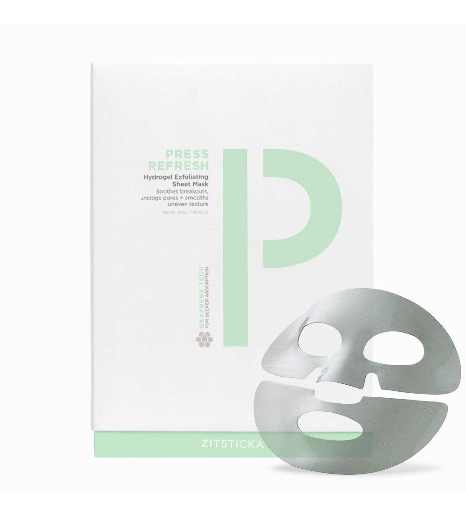 ZitSticka Press Refresh Exfoliating Sheet Mask (5 Pack) for Acne-Prone Skin - Buy Online on GoSupps.com