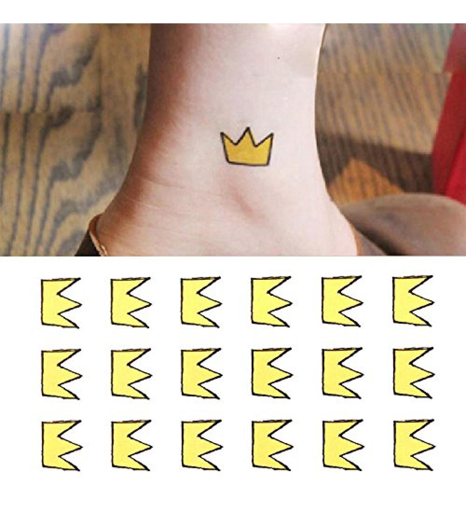 Oottati Small Cute Yellow Crown Ankle Temporary Tattoo Set (2-Pack) - Buy Online on GoSupps.com