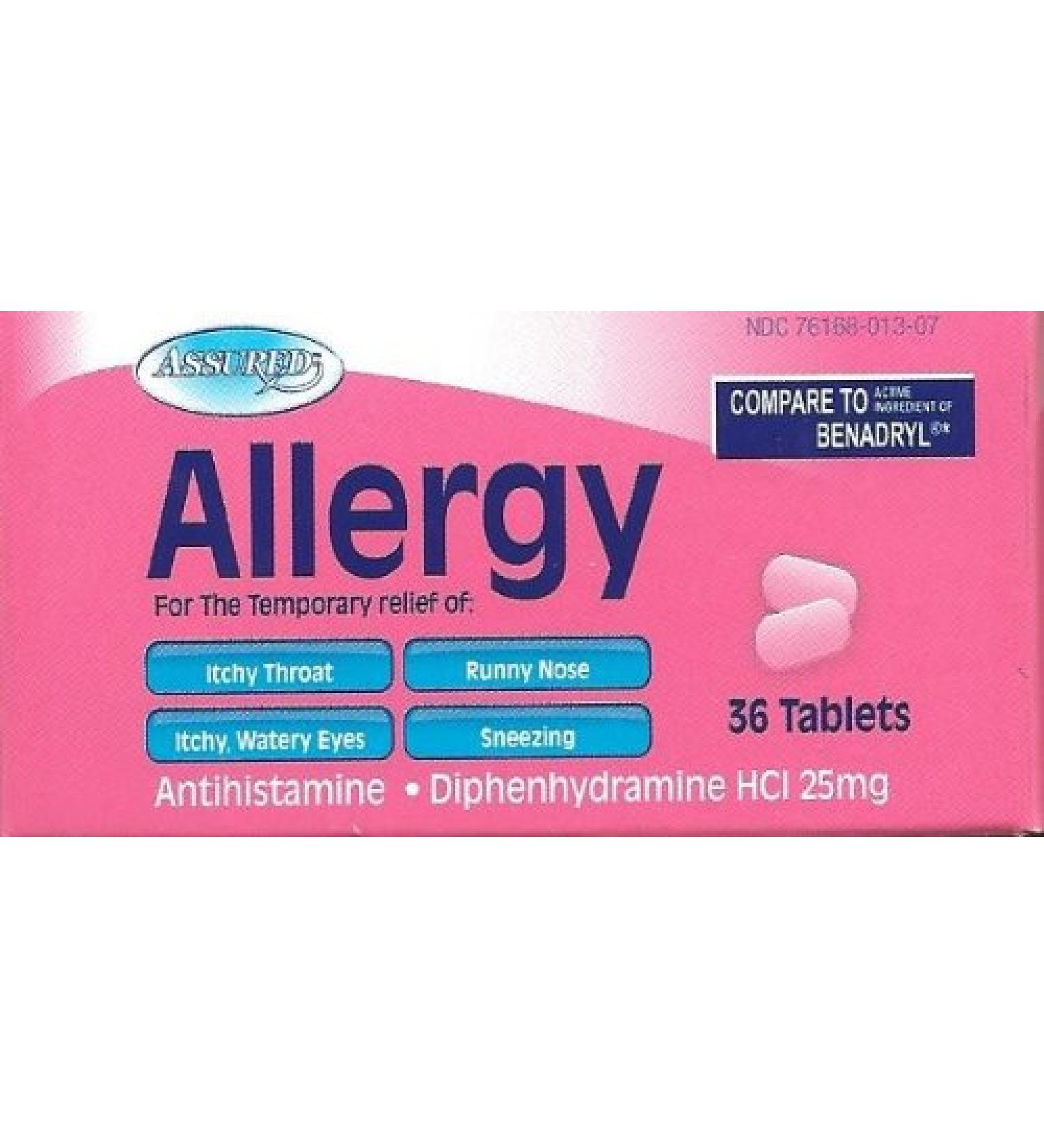 Allergy Antihistamine Medicine Diphenhydramine 25 mg - (72) tablets