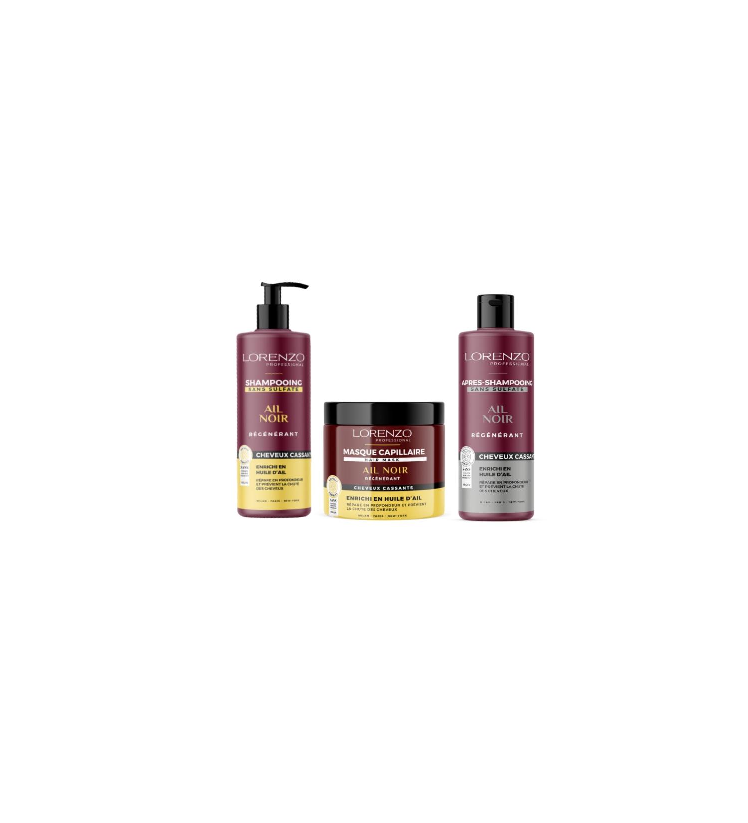 Lorenzo - COMPLETE PACK - Shampoo Sulfate-Free Conditioner and Black Garlic Hair Mask - 3x500 ml - Buy Online on GoSupps.com