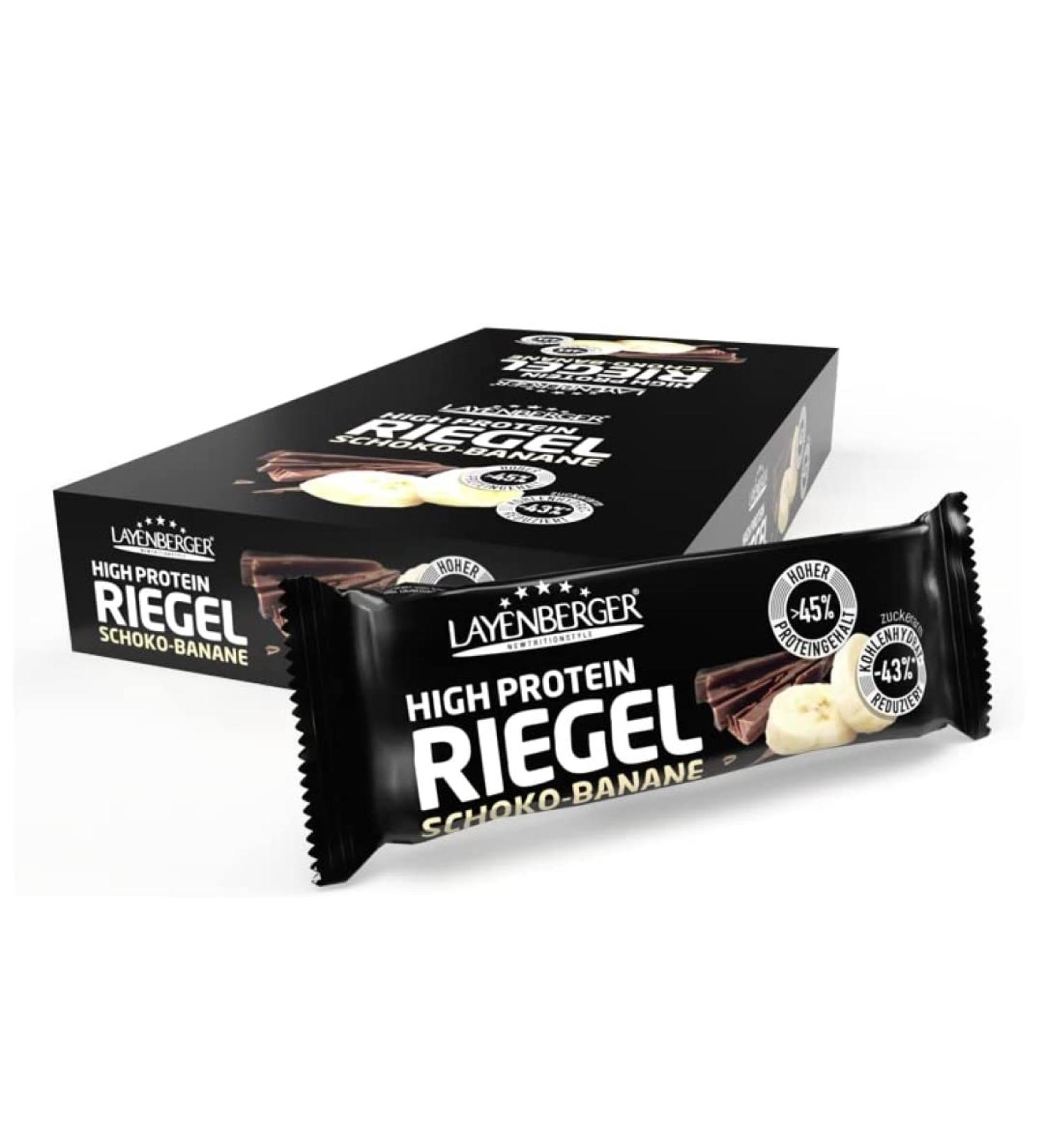 Buy Layenberger High Protein Bar - Fitness Power Bar Low Sugar Chocolate Banana - 18 Pack (35g Each) for Optimal Energy & Nutrition - Buy Online on GoSupps.com