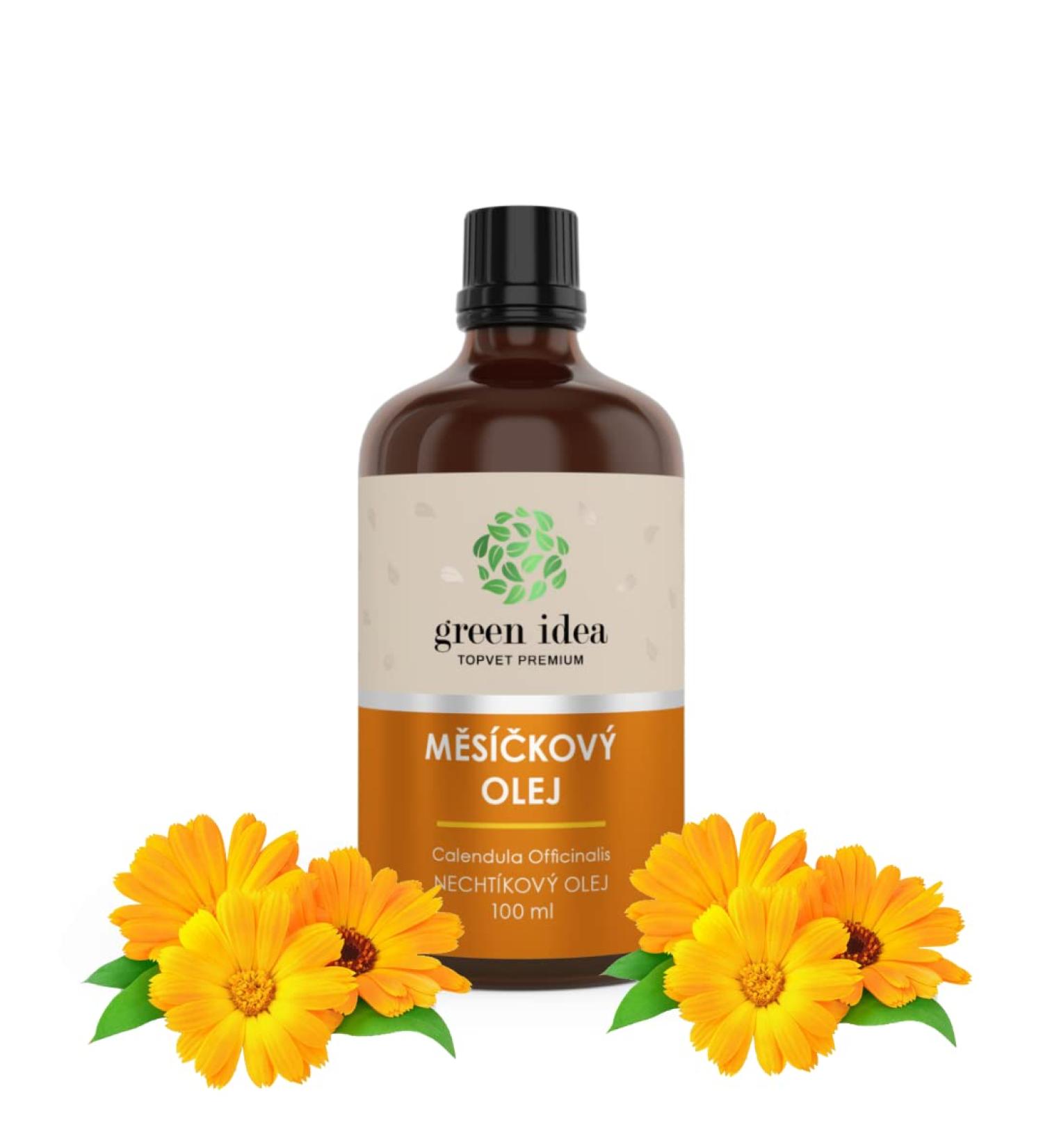 Green Idea Marigold Oil 100ml - Natural Calendula Oil for Scars Burns & Stretch Marks - Perfect for Face Hands & Body Care - Buy Online on GoSupps.com