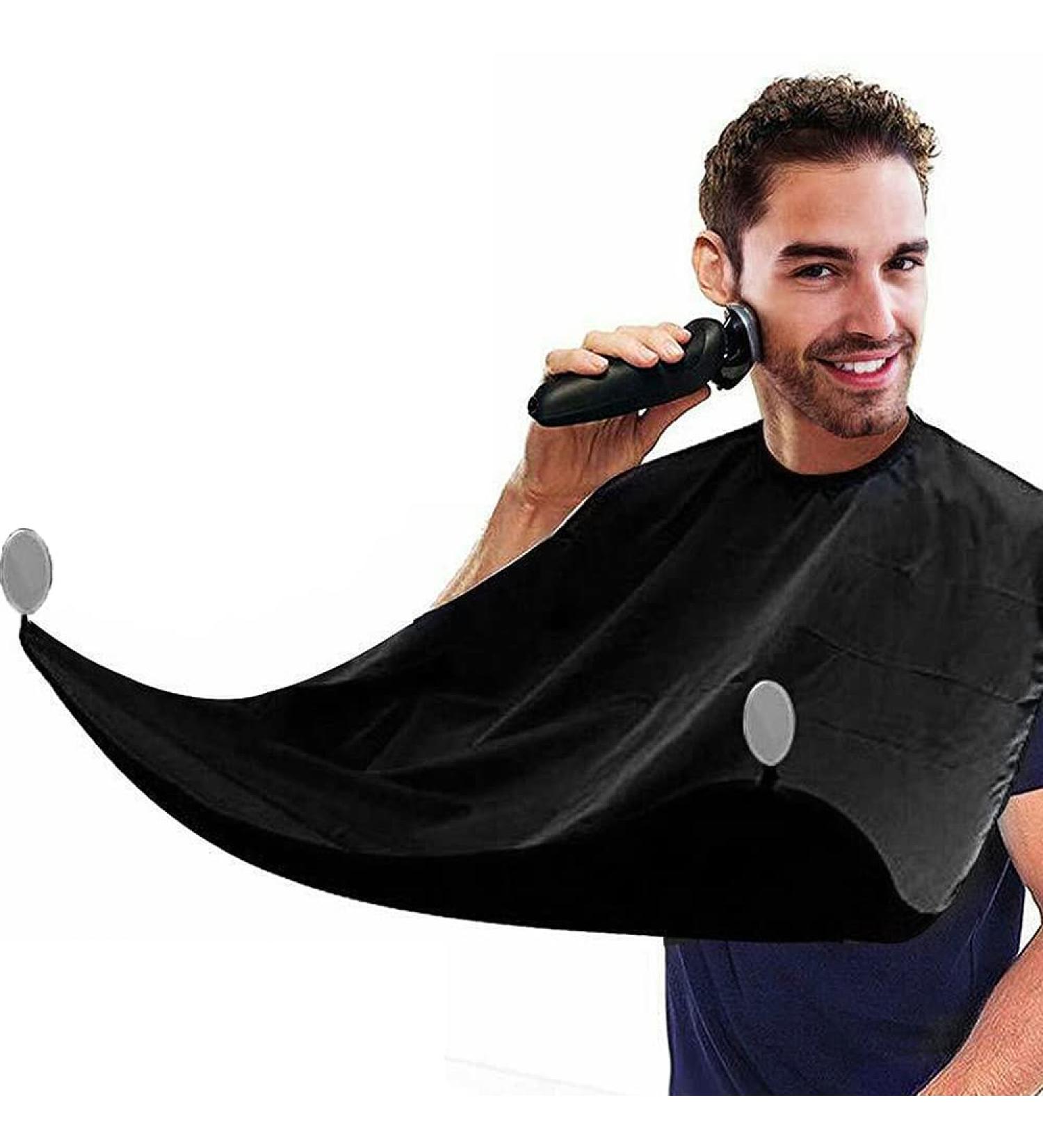 Leaflai Beard Apron & Non-Stick Hair Catcher with Suction Cups - Black | Waterproof Cape Grooming Set for Men, Ideal Christmas Gift - Buy Online on GoSupps.com