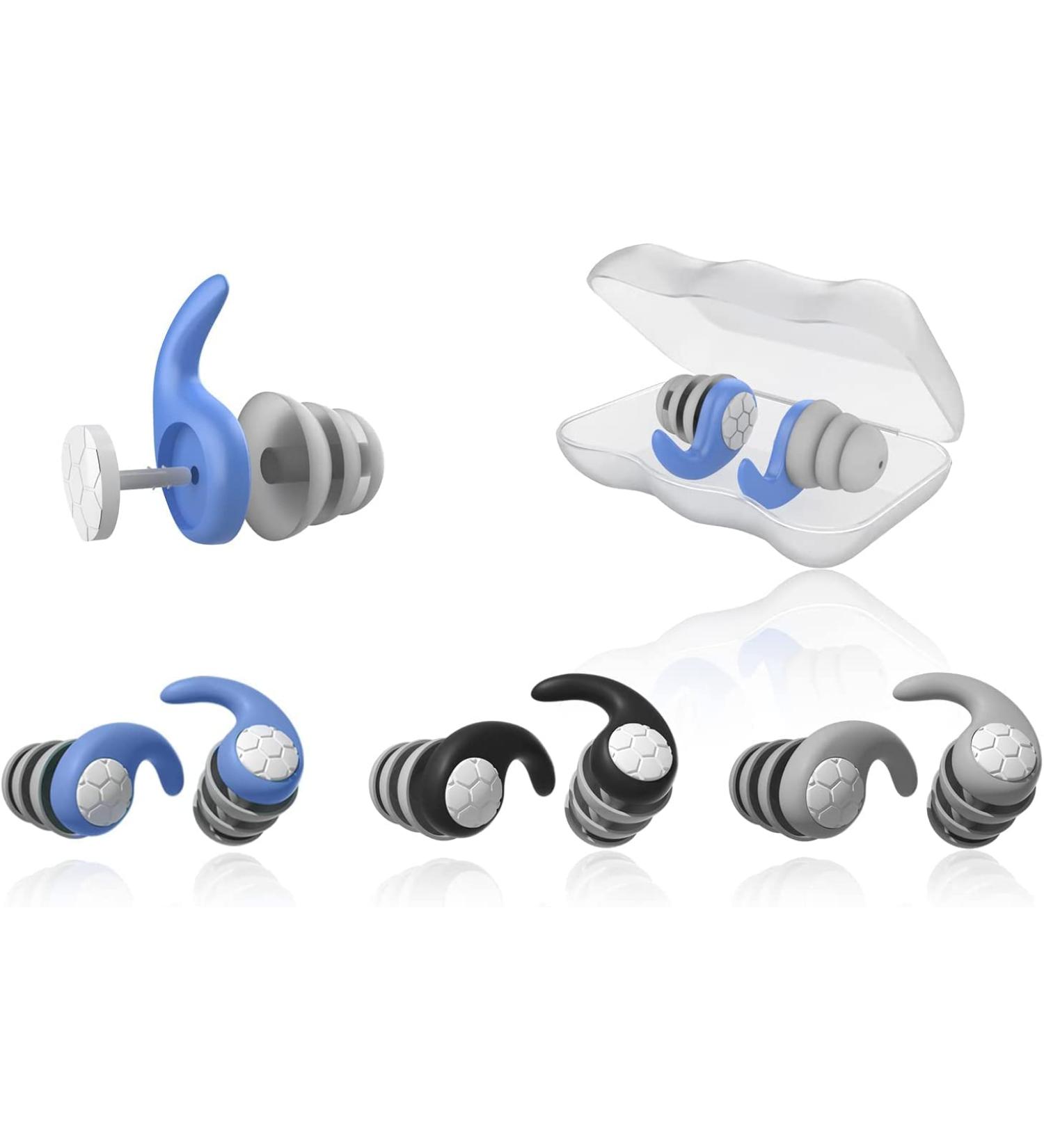 Adult Noise Cancelling Swimming earplugs 3 Pairs of Reusable Waterproof Silicone earplugs for Swimming Diving Reading Working Sleeping etc - Buy Online on GoSupps.com