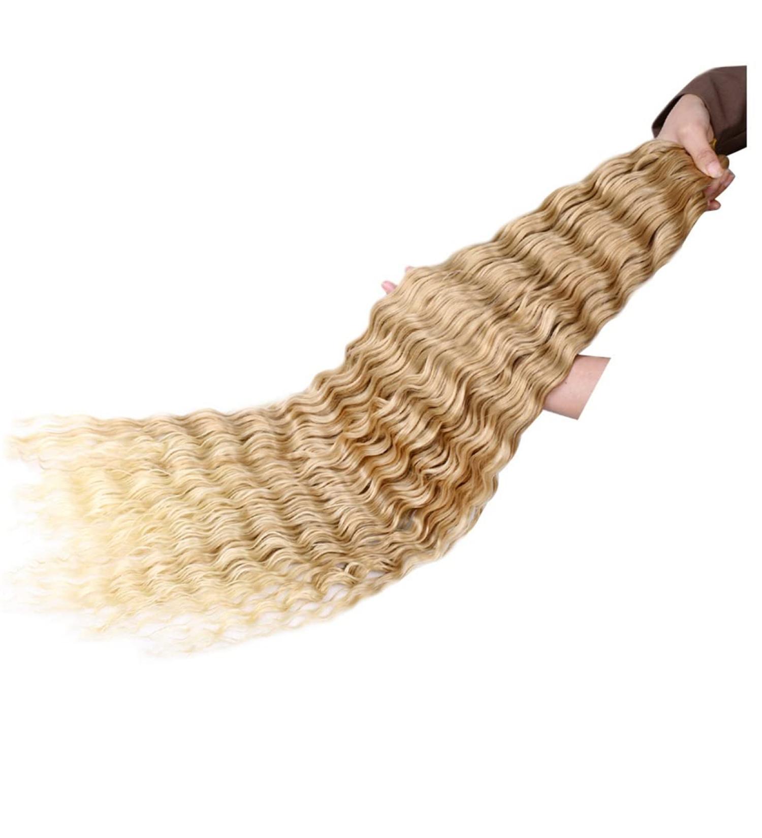 32 Inch Deep Wave Crochet Hair Extensions - Ombre Blonde Curly Braids T27-613 | 5-Pack & 3-Pack Available - International Shipping - Buy Online on GoSupps.com