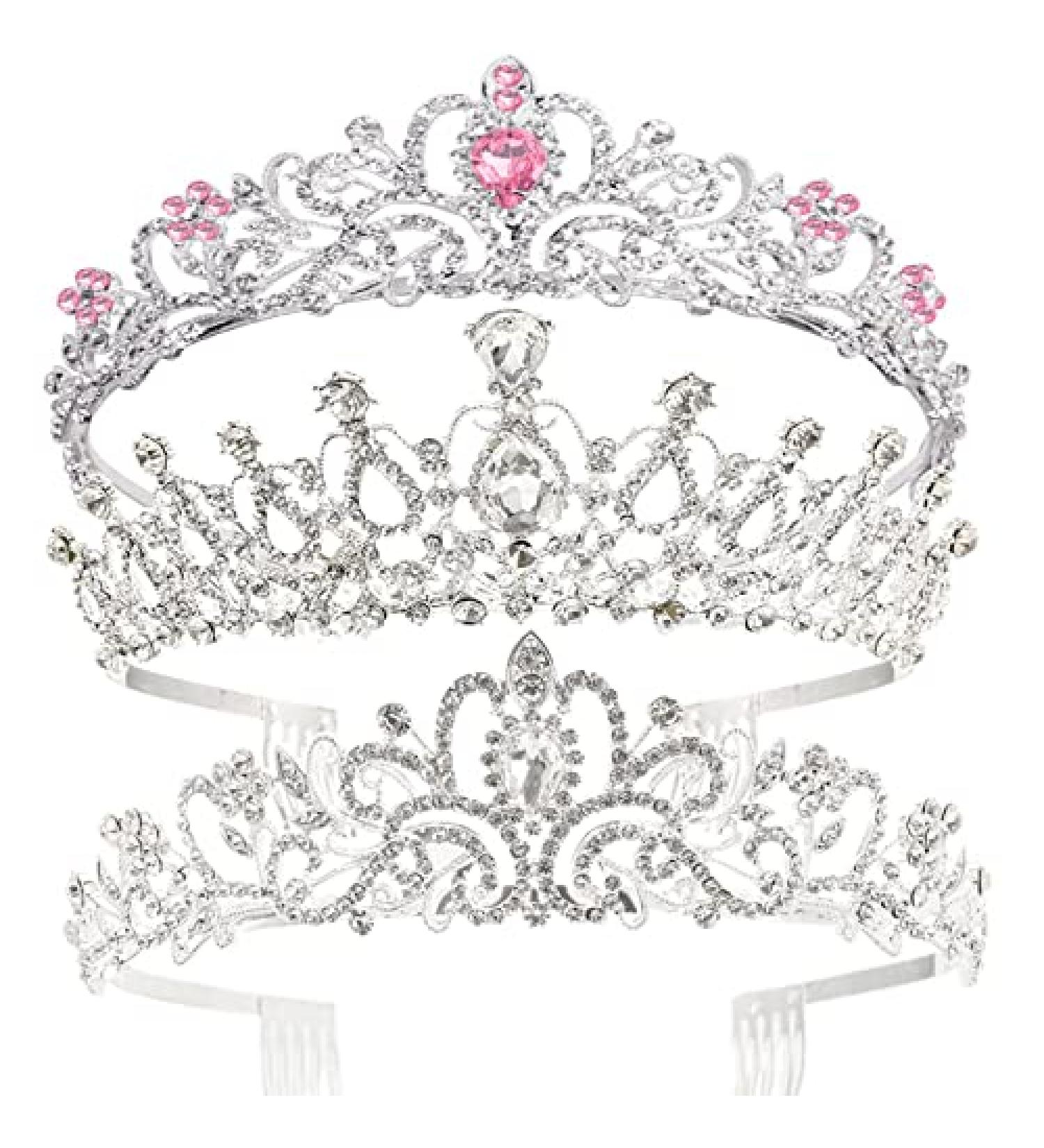 Yopay 3 Style Crystal Tiara Crowns - Queen Crown for Bridal, Girls, Women - Princess Headbands with Comb for Birthday, Wedding, Valentine, Party - Gift - Buy Online on GoSupps.com