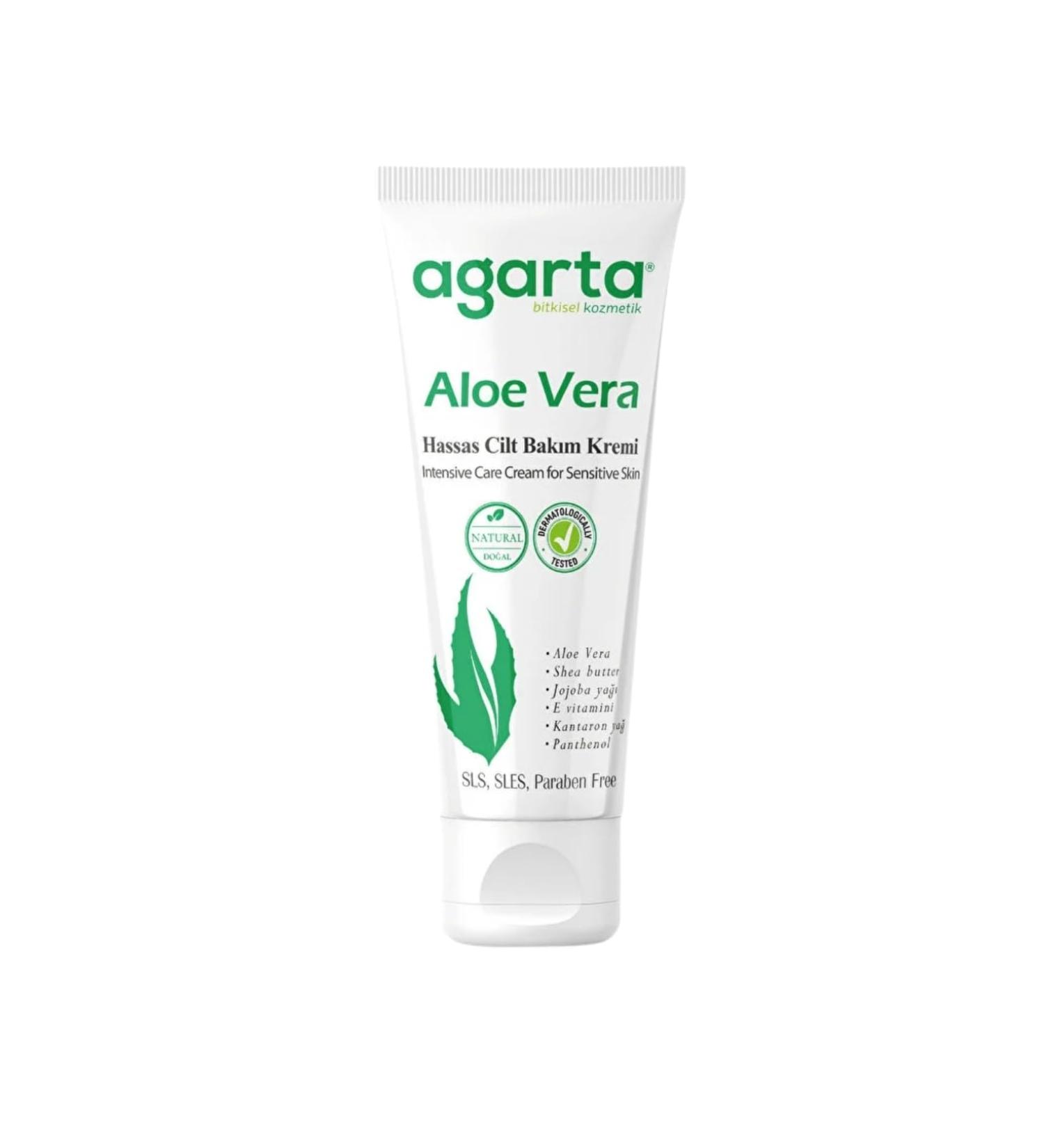 Agarta Aloe Vera Moisturizing Skin Cream Botanical Daily Moisturizer for Soft & Refreshed Skin Vegan Clean Formula 2.54 fl oz - Buy Online on GoSupps.com