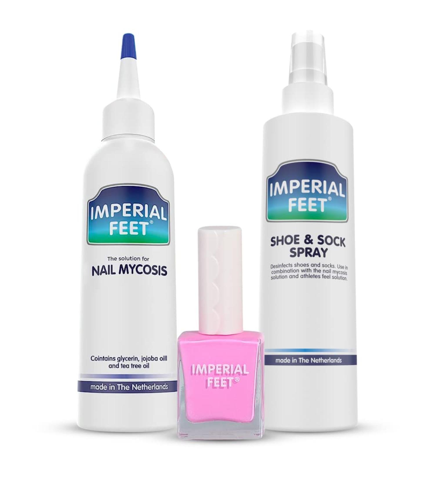 Ultimate Nail Fungus Treatment Set - Fungal nail treatment with Preventive Anti-fungal Shoe and sock Spray and pink Nail Polish - Buy Online on GoSupps.com