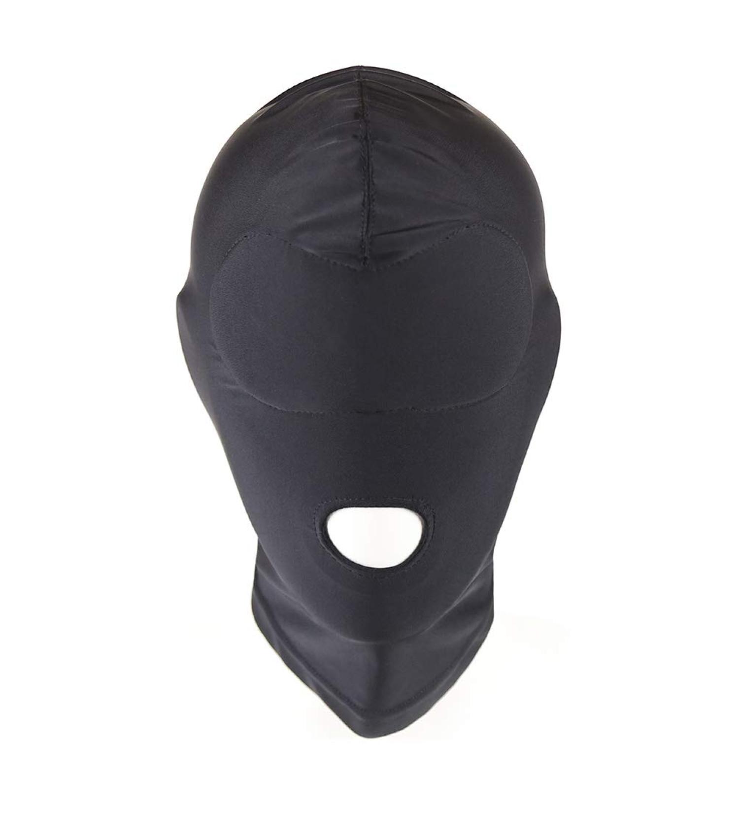 Full Cover Zentai Hood Mask Elastic Black Breathable Open Mouth Face Cover Eye Thick Sponge Cushion