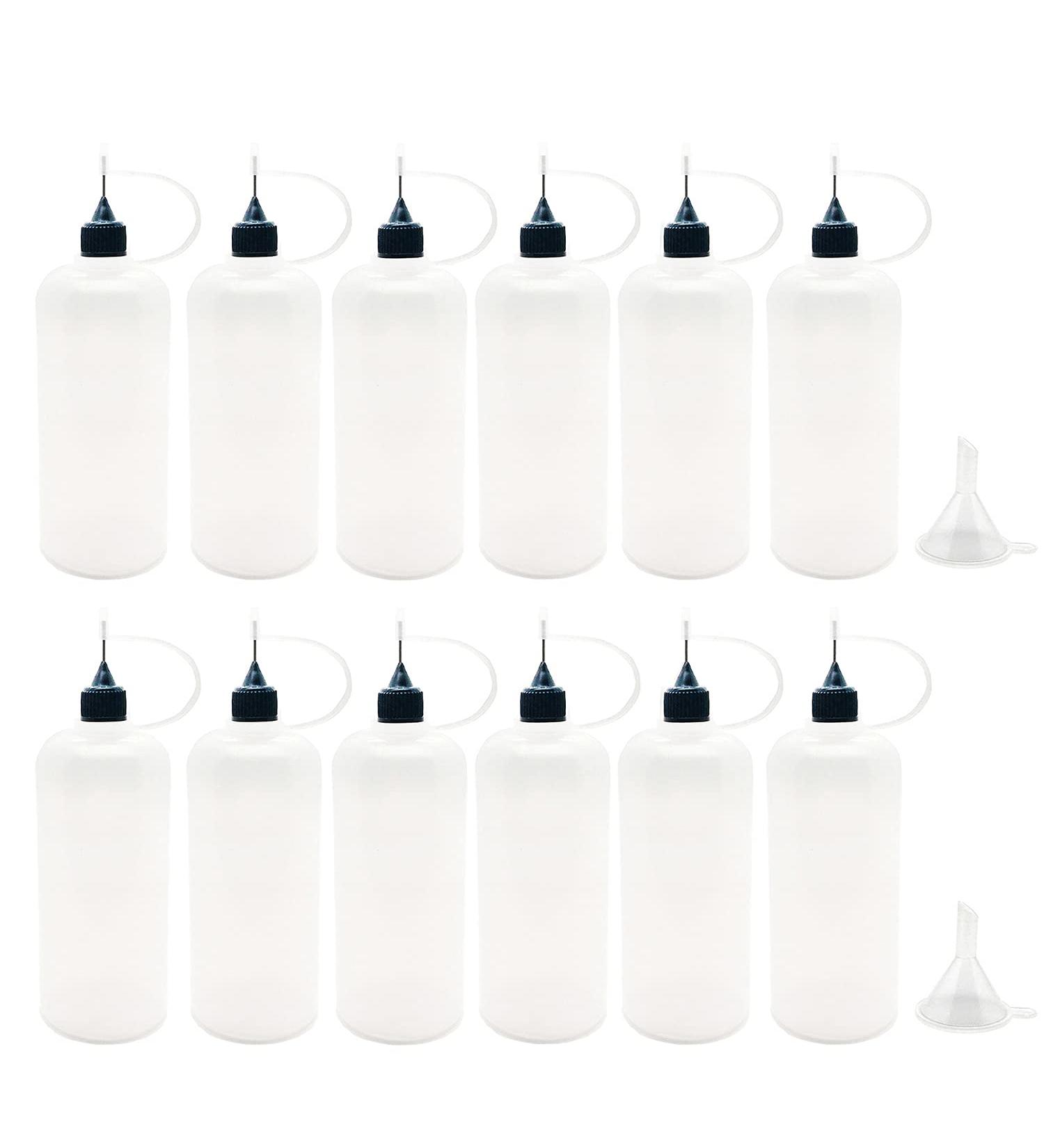 MYYZMY 12 Pcs Needle Tip Bottle Set - 120ml Precision Applicator Bottles with 2 Mini Funnels & Black Lid - Buy Online on GoSupps.com
