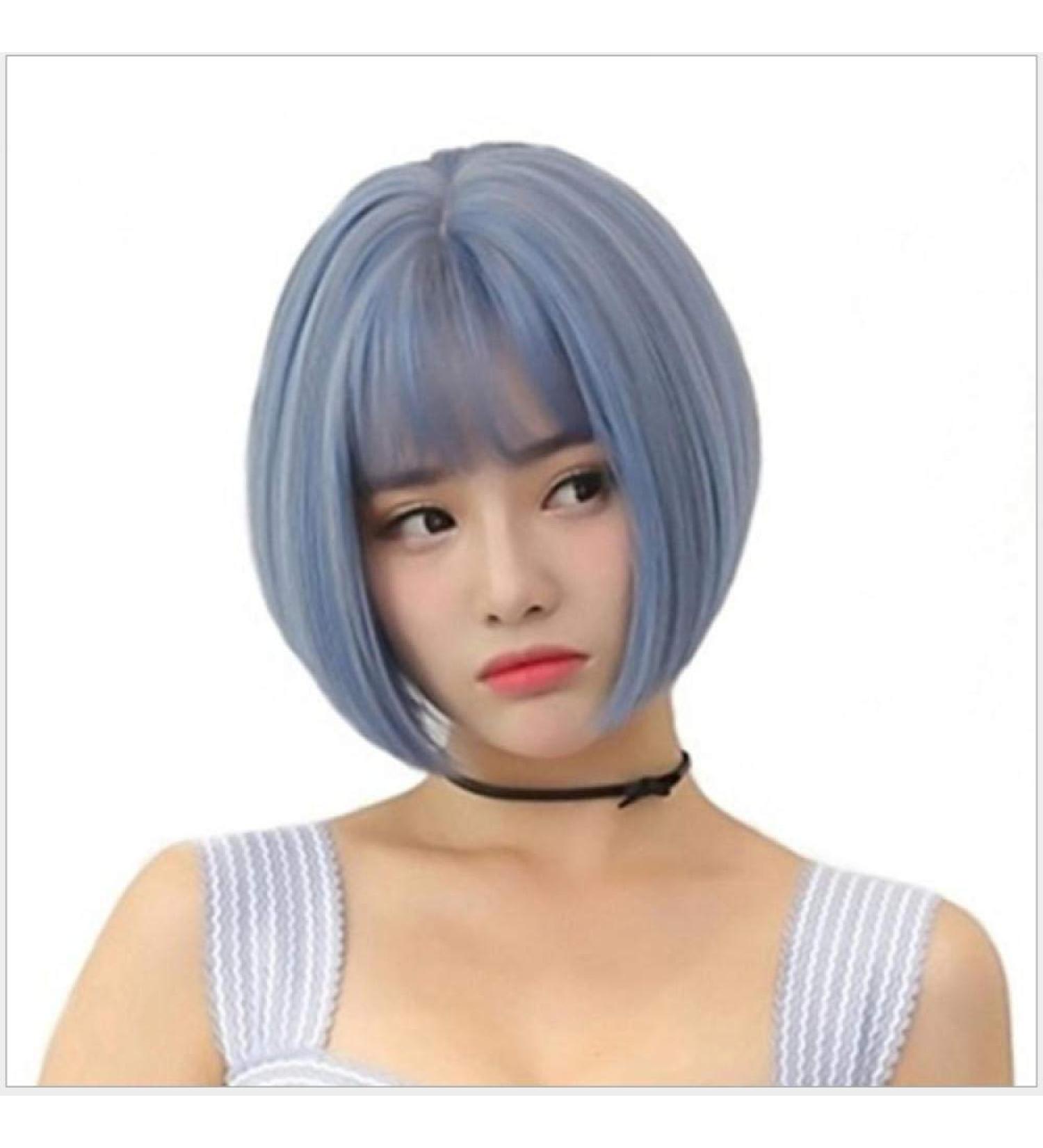 BGHJUE African Gray Short Bob Lace Front Wig - Pre Plucked Human Hair Brazilian Straight Wig with Baby Hair - Buy Online on GoSupps.com