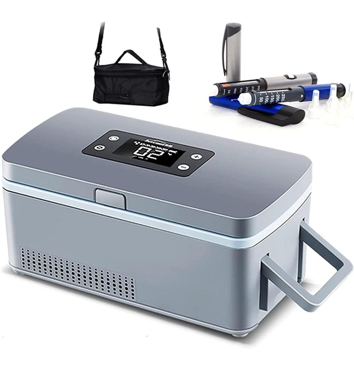 Mini Smart Electric Fridge Portable Insulin Cooler Box for Medication Cooler Bag Thermostat USB for Travel & Household 230 * 110 * 110mm 2 battery - Buy Online on GoSupps.com