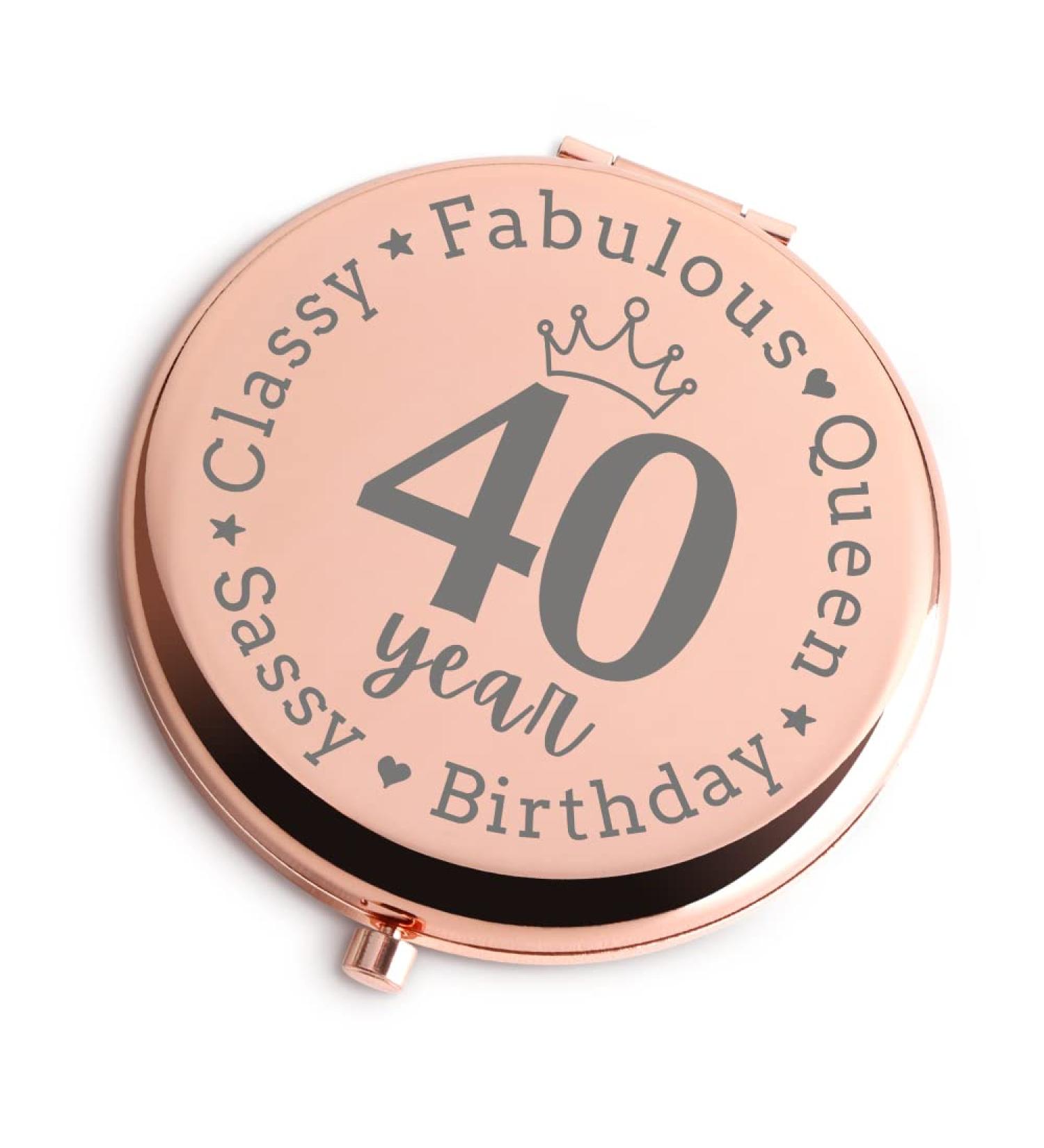 40th Birthday Gifts for Women - Rose Gold Crown Lover Travel Mirror | Sassy & Classy Unique Gift for 40 and Fabulous Queen Birthday Celebration - Buy Online on GoSupps.com