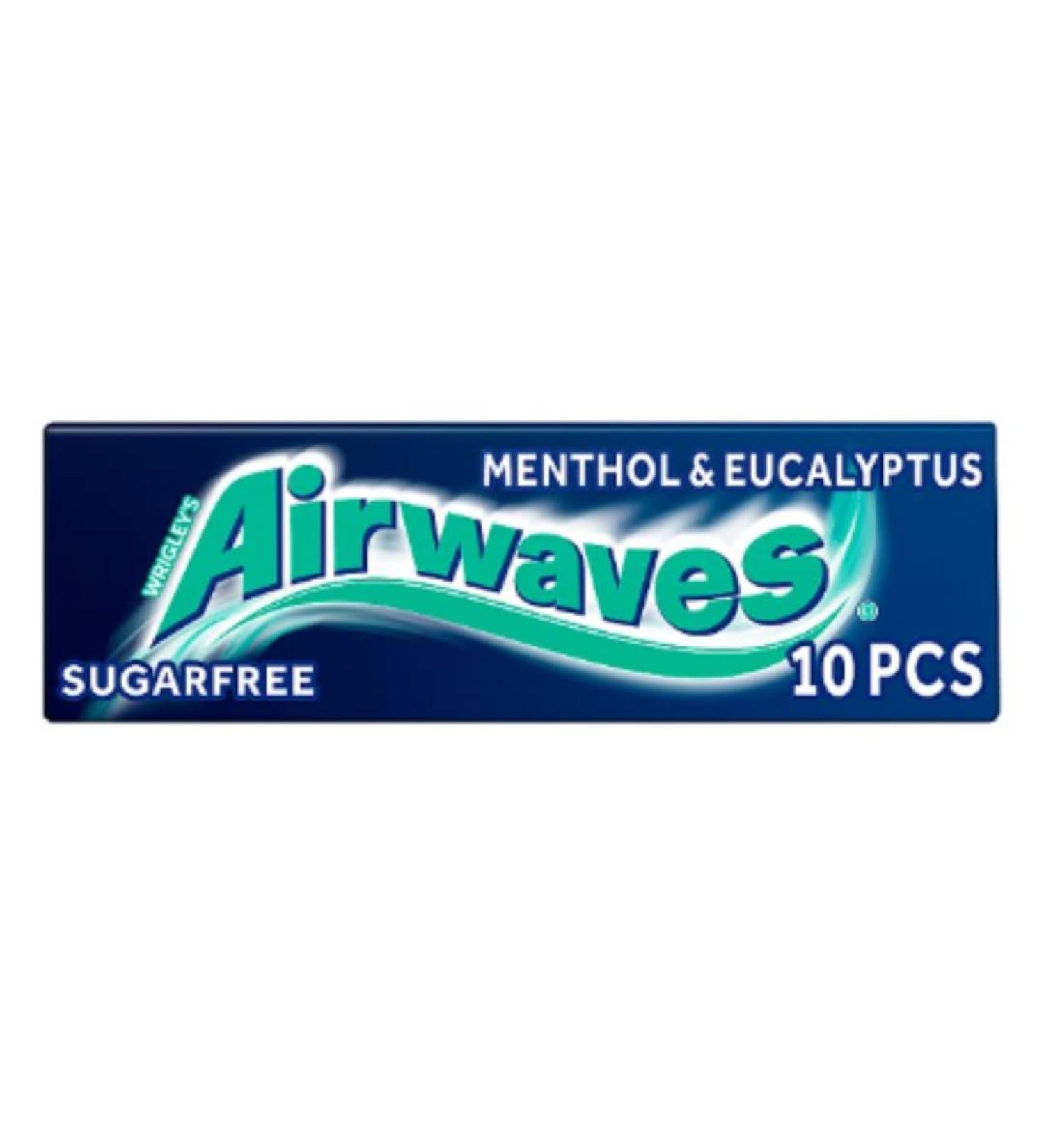 Airwaves Menthol & Eucalyptus Sugar Free Chewing Gum 10 Pieces x Case of 30 Eucalyptus Chewing Gum 30