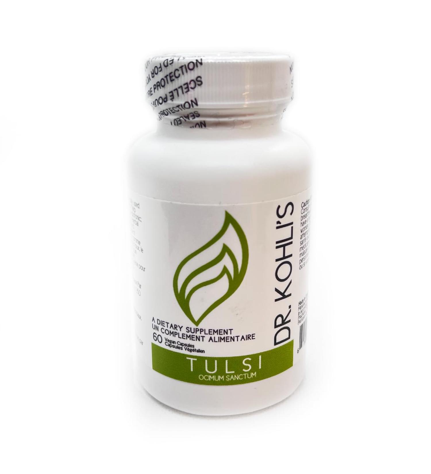 Holy Basil Tulsi Organic Capsules Immunity and Respiratory Health - 60 Vegan Herbal Supplement - 350mg - 10:1 Tulsi Extract - Dr. Kohli s - Buy Online on GoSupps.com
